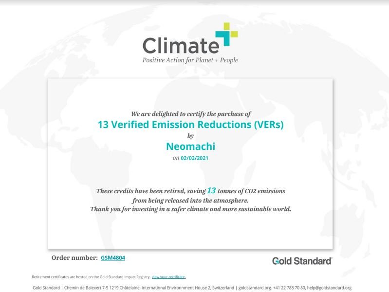 Your order removed 17.4 kg of CO2!! Here's what we've been busy with - NEOMACHI