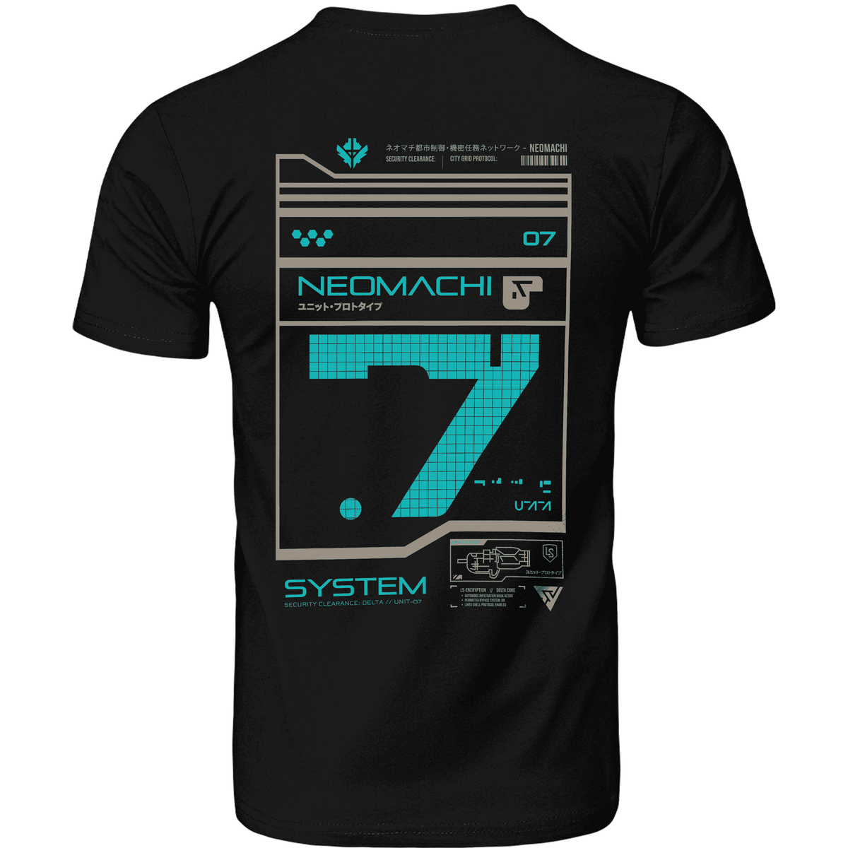 SYSTEM 7 retro-futuristic interface t-shirt, view 10