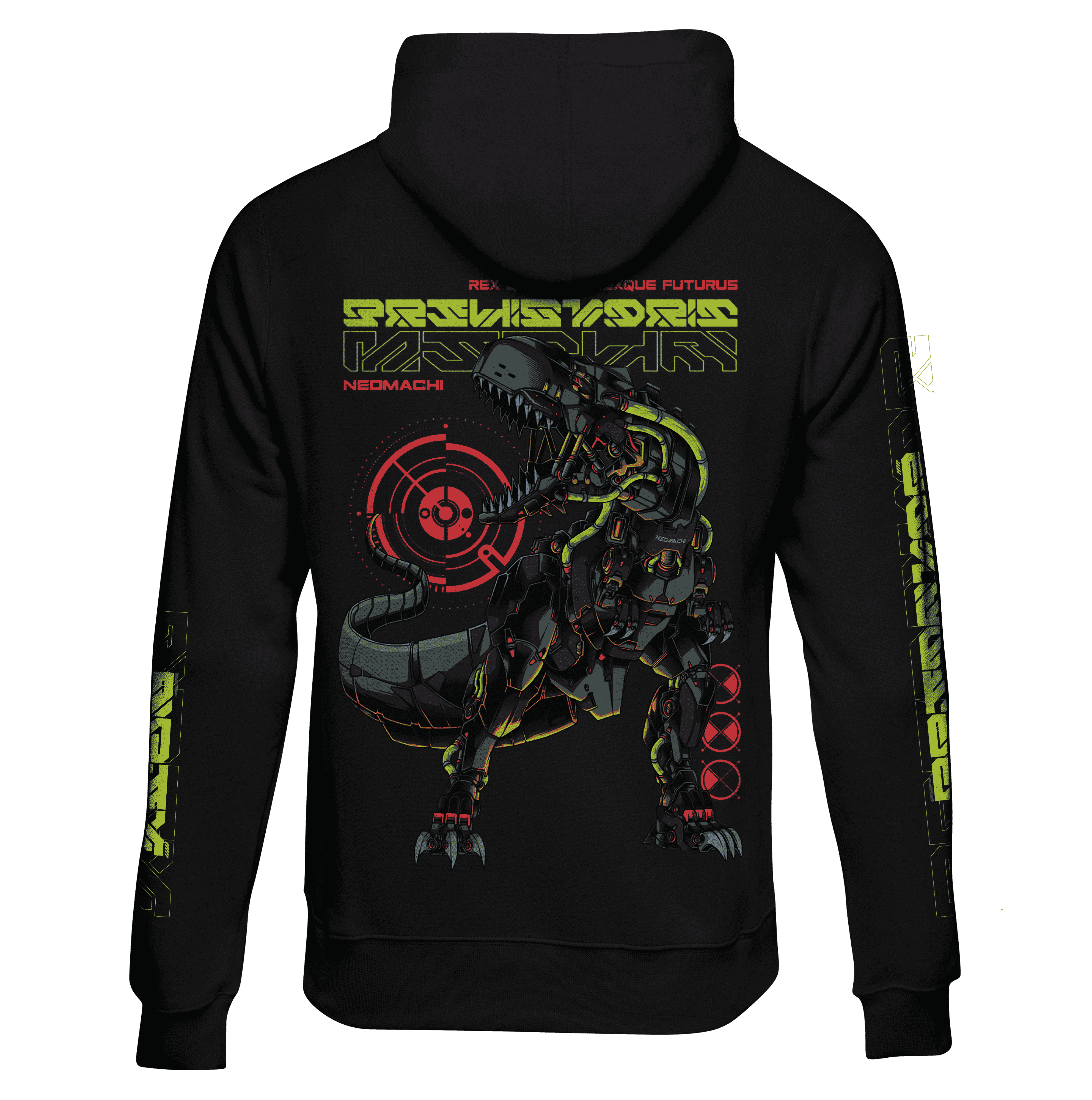 T-REX ZIP HOODIE Cyberpunk techwear Black trex
