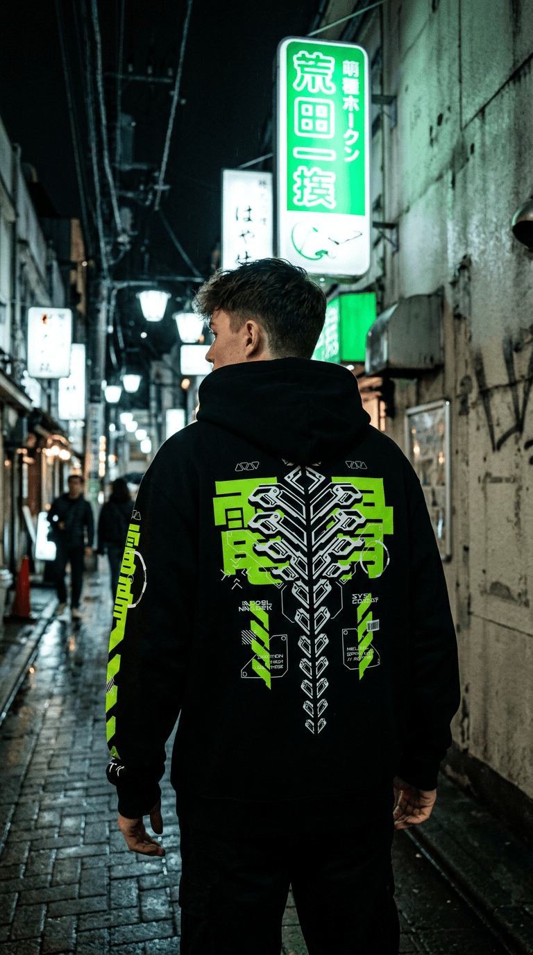 KISEKI cybernetic spine kanji hoodie, view 6