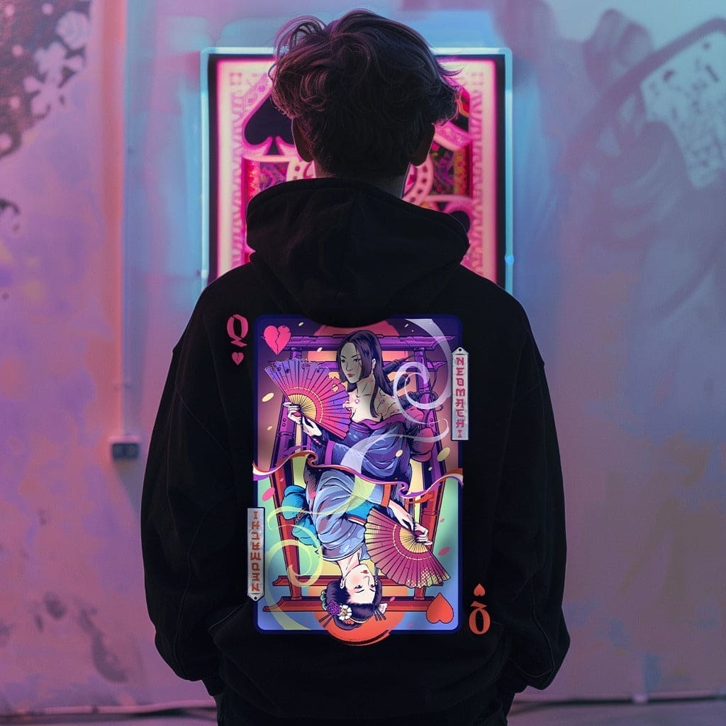 cyberpunk zip hoodie queen of hearts black joou