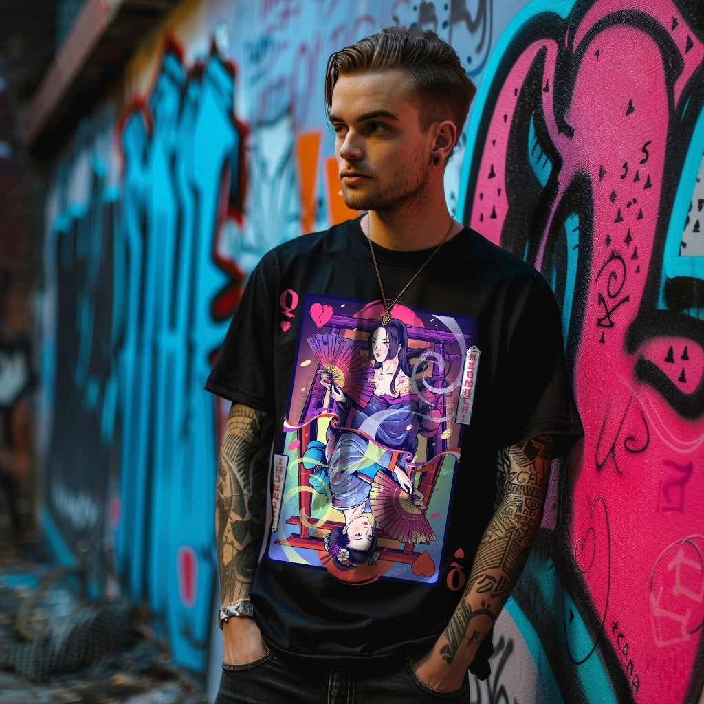 cyberpunk t-shirt queen of hearts black joou