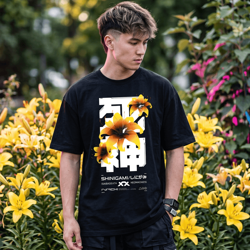 SHINIGAMI 2.0 death god cyberpunk t-shirt, view 2