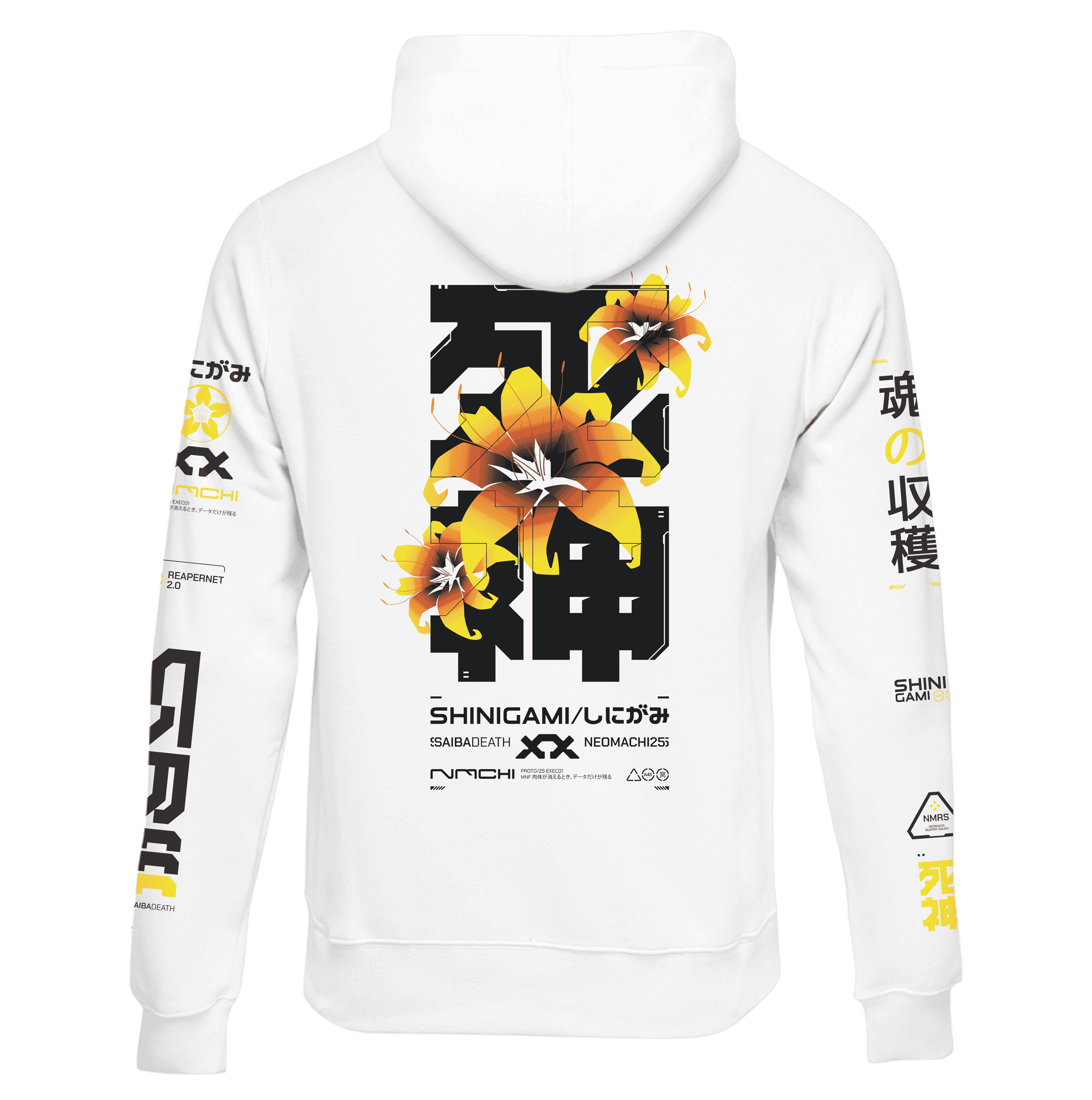 Shinigami cyberpunk hoodie techwear white