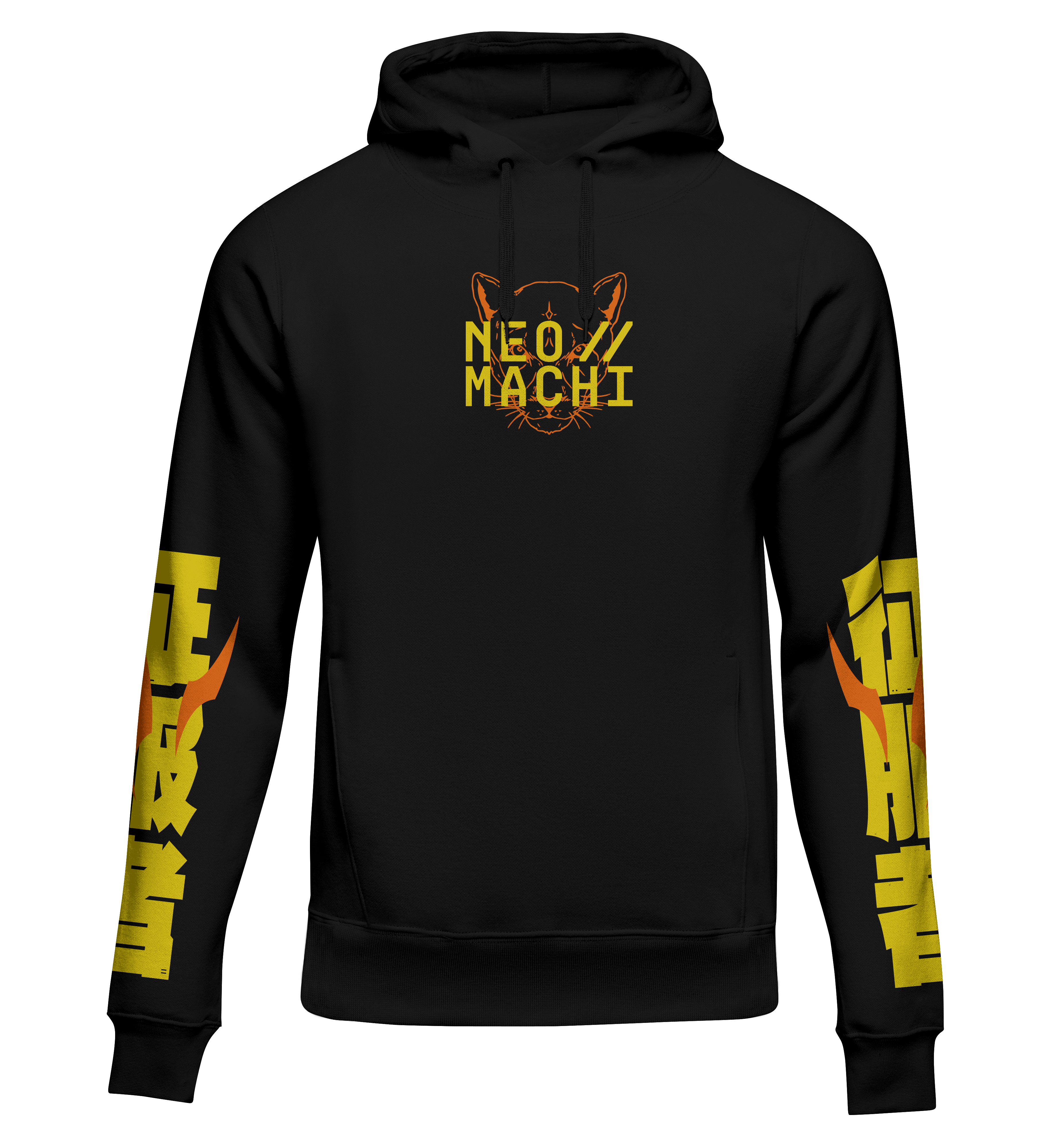 NEOMACHI CYBERPUNK YASEI HOODIE VAPORWARE front black