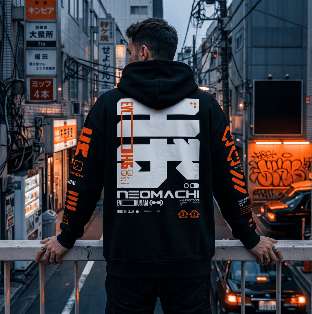 EVO cyberpunk graphic hoodie, view 2
