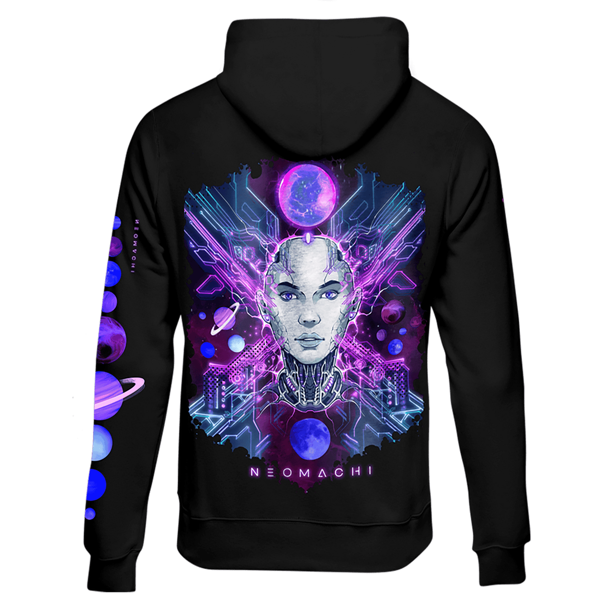 DARKNETRA rogue AI cyberpunk hoodie by NEOMACHI