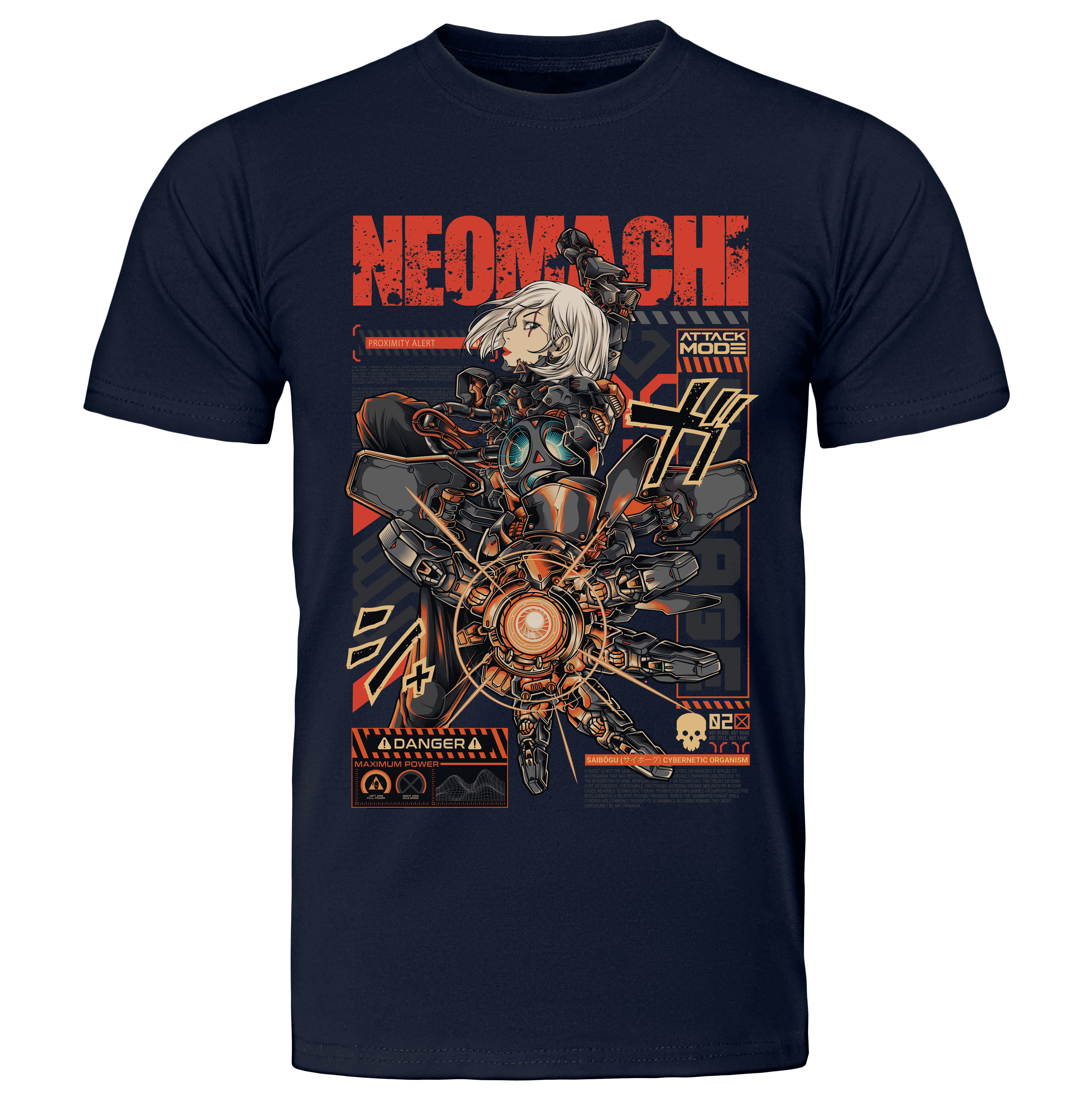 CYBORG T-Shirt Cyberpunk Navy