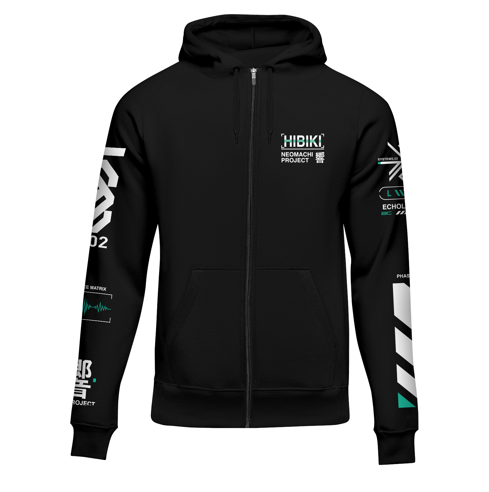 HIBIKI ZIP HOODIE Cyberpunk Black
