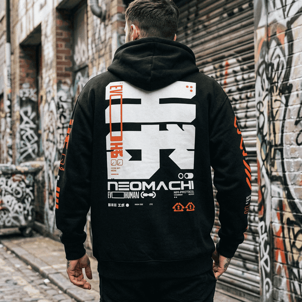 EVO cyberpunk graphic zip hoodie, view 2