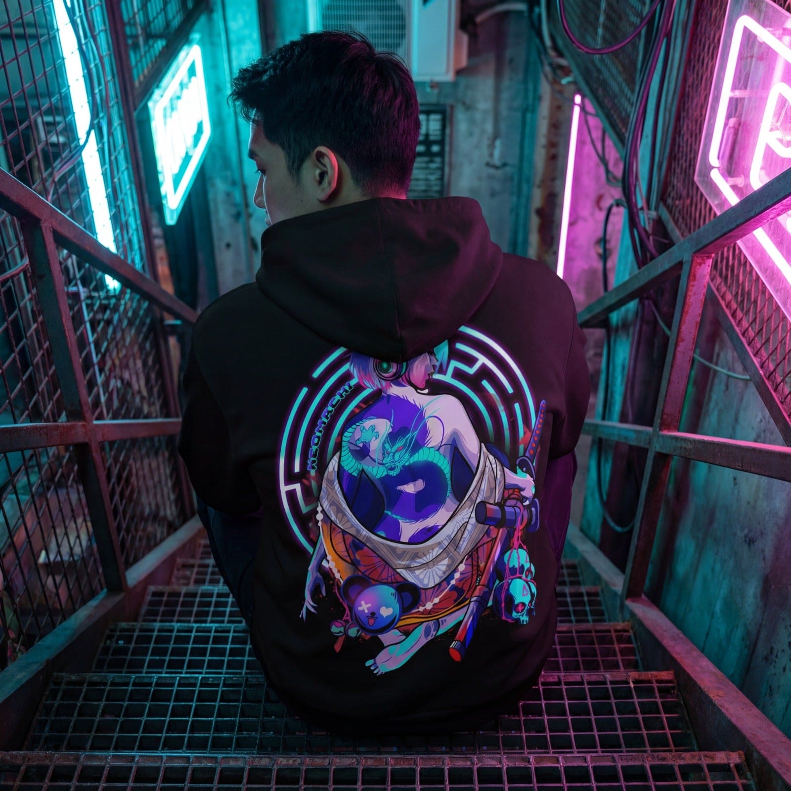 RYUTATU: HOODIE - NEOMACHI - Cyberpunk - Techwear - Gaming