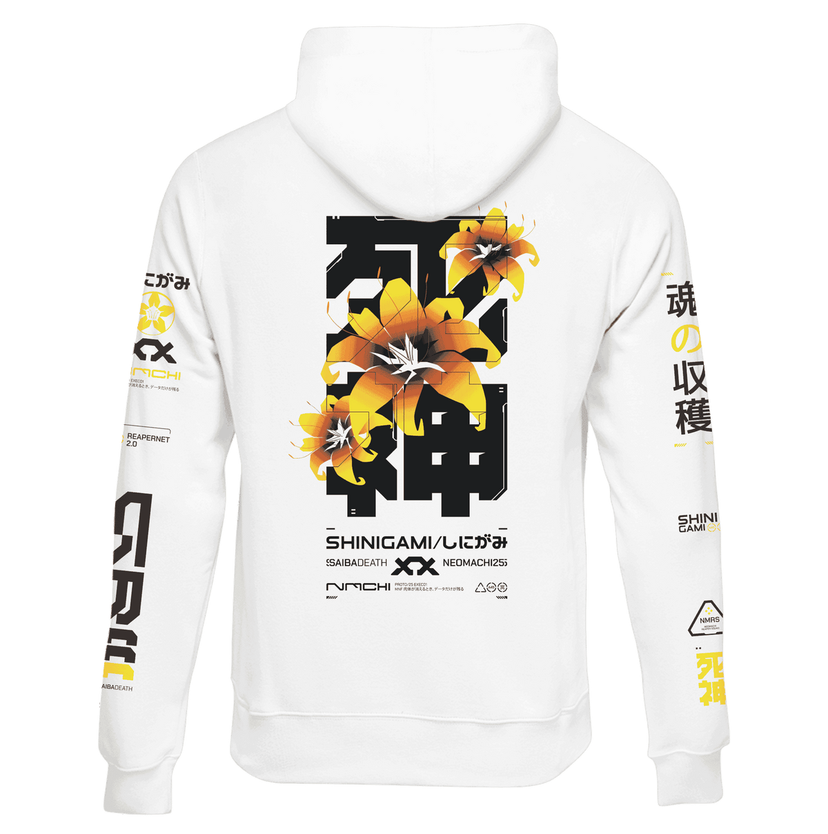 SHINIGAMI spider lily cyberpunk hoodie, back view