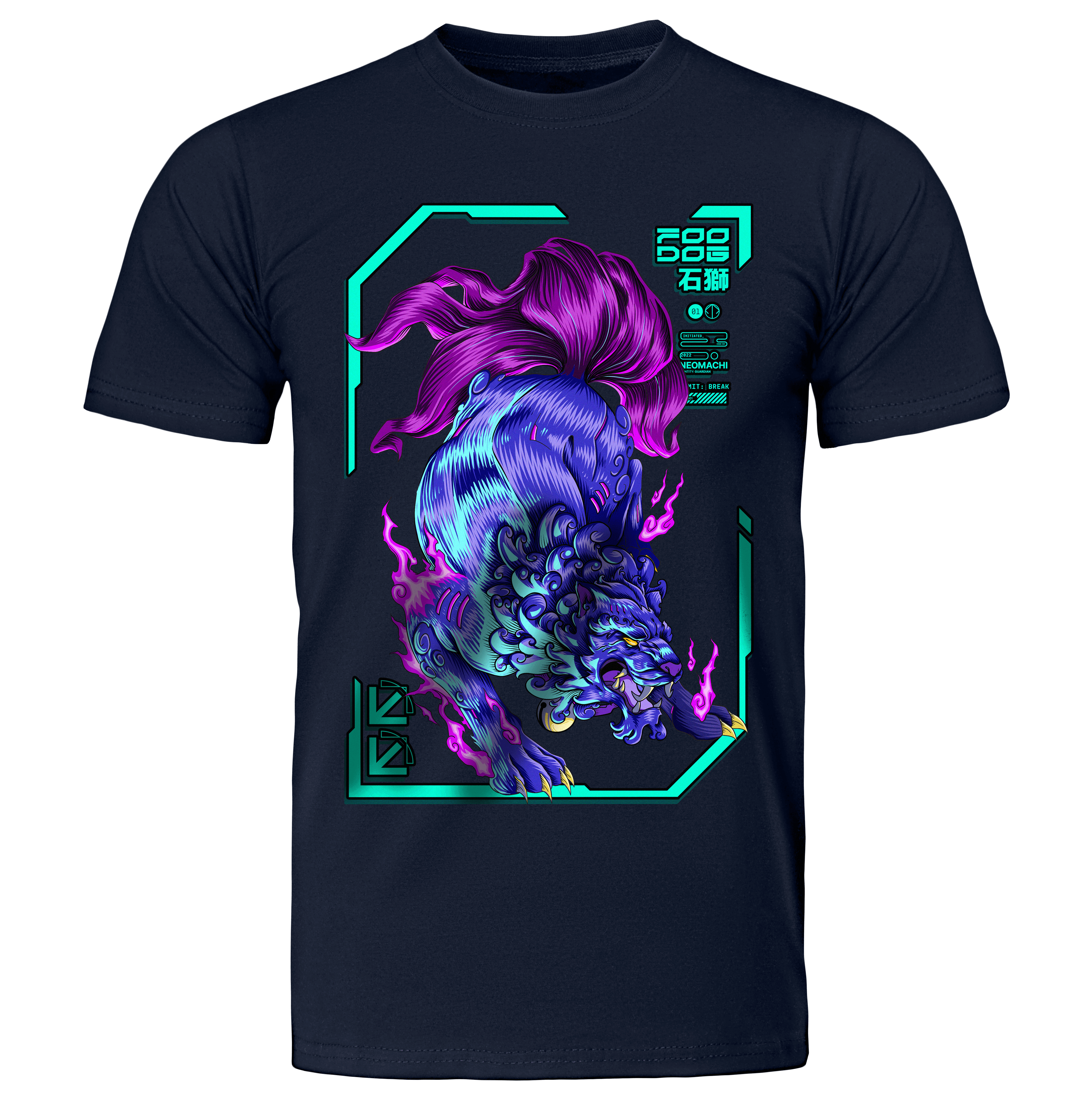 FOO DOG T-shirt Cyberpunk Navy