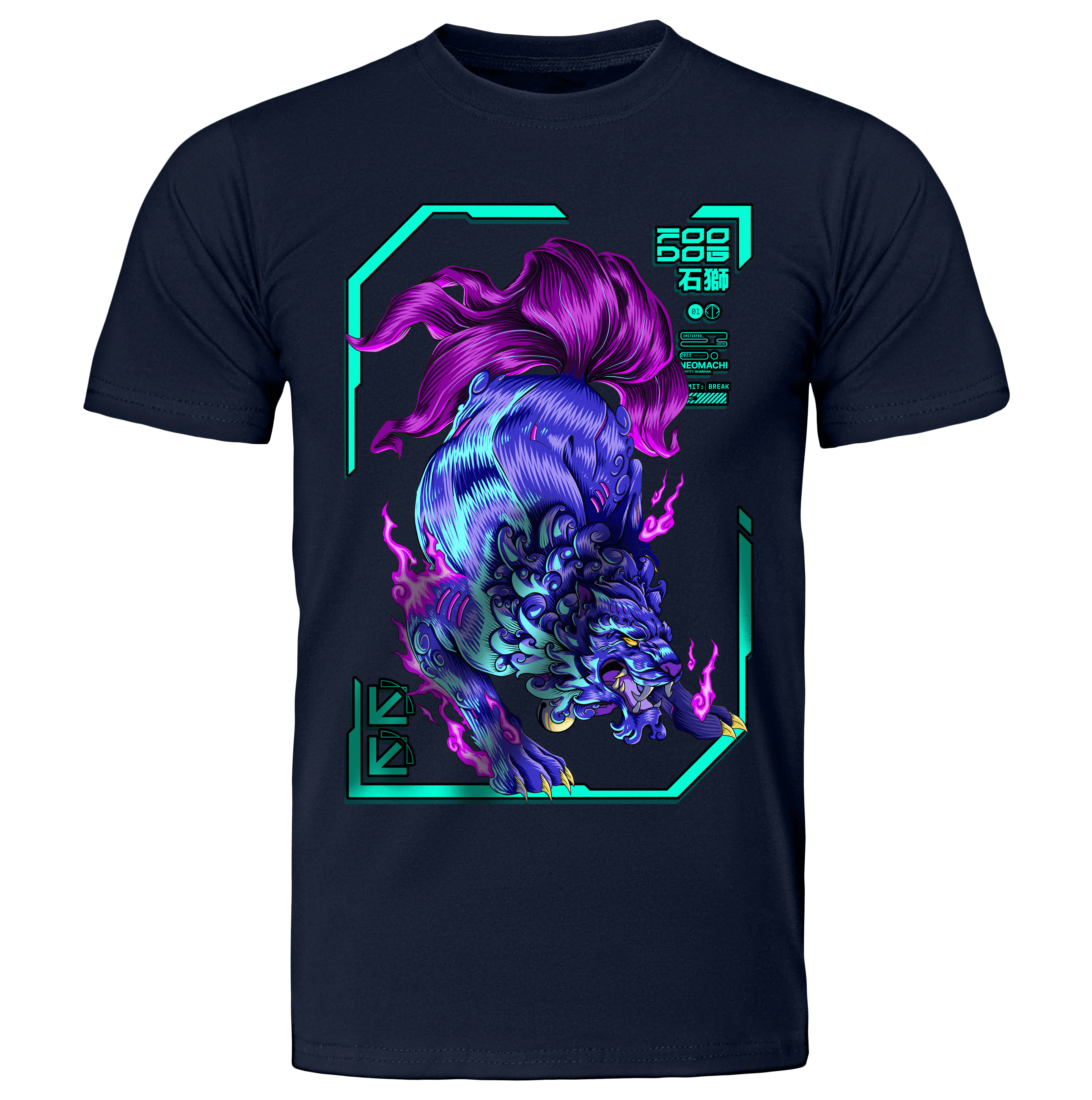 FOO DOG  T-shirt Cyberpunk Navy