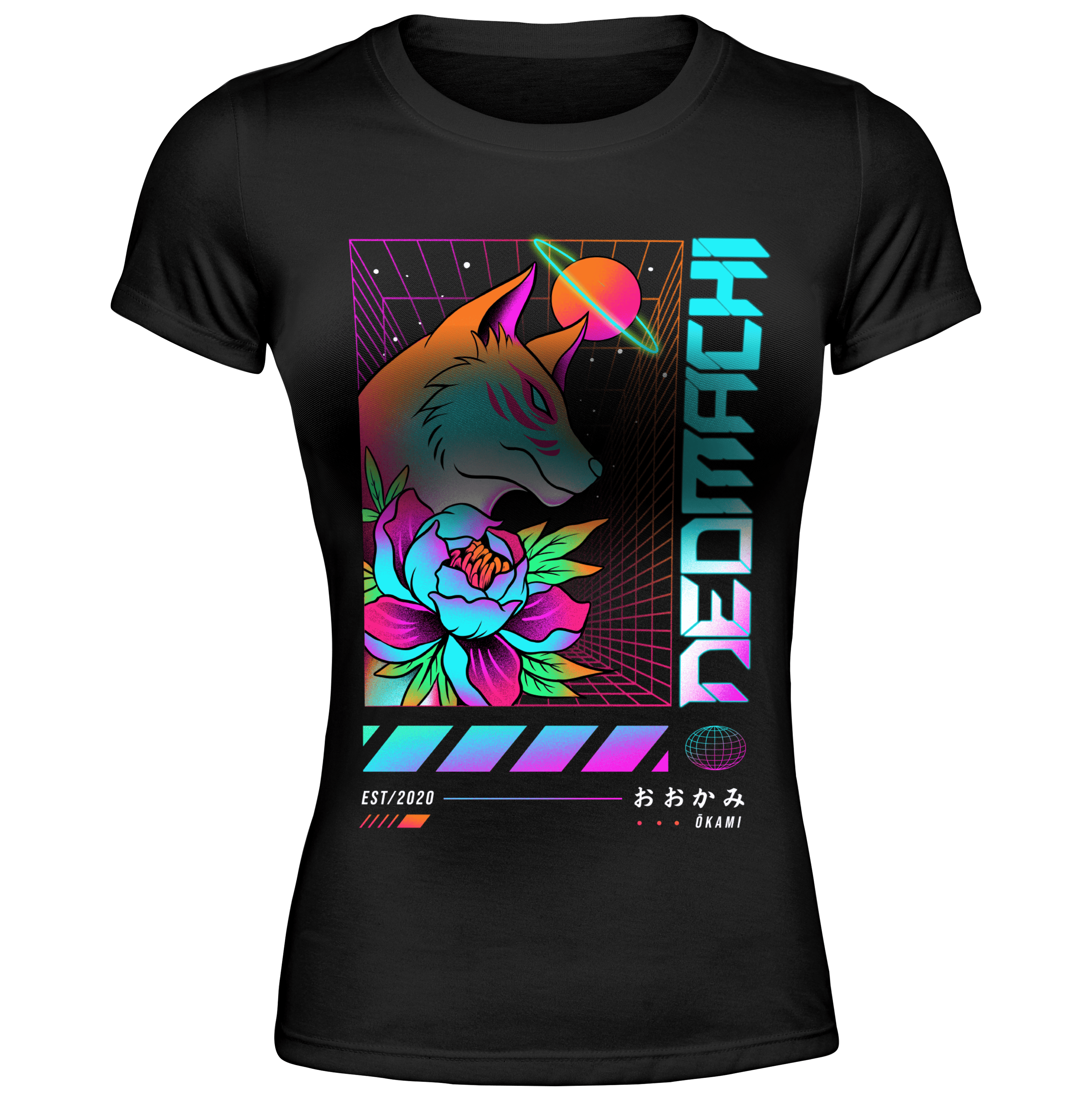 OKAMI WOMAN'S T Cyberpunk Black