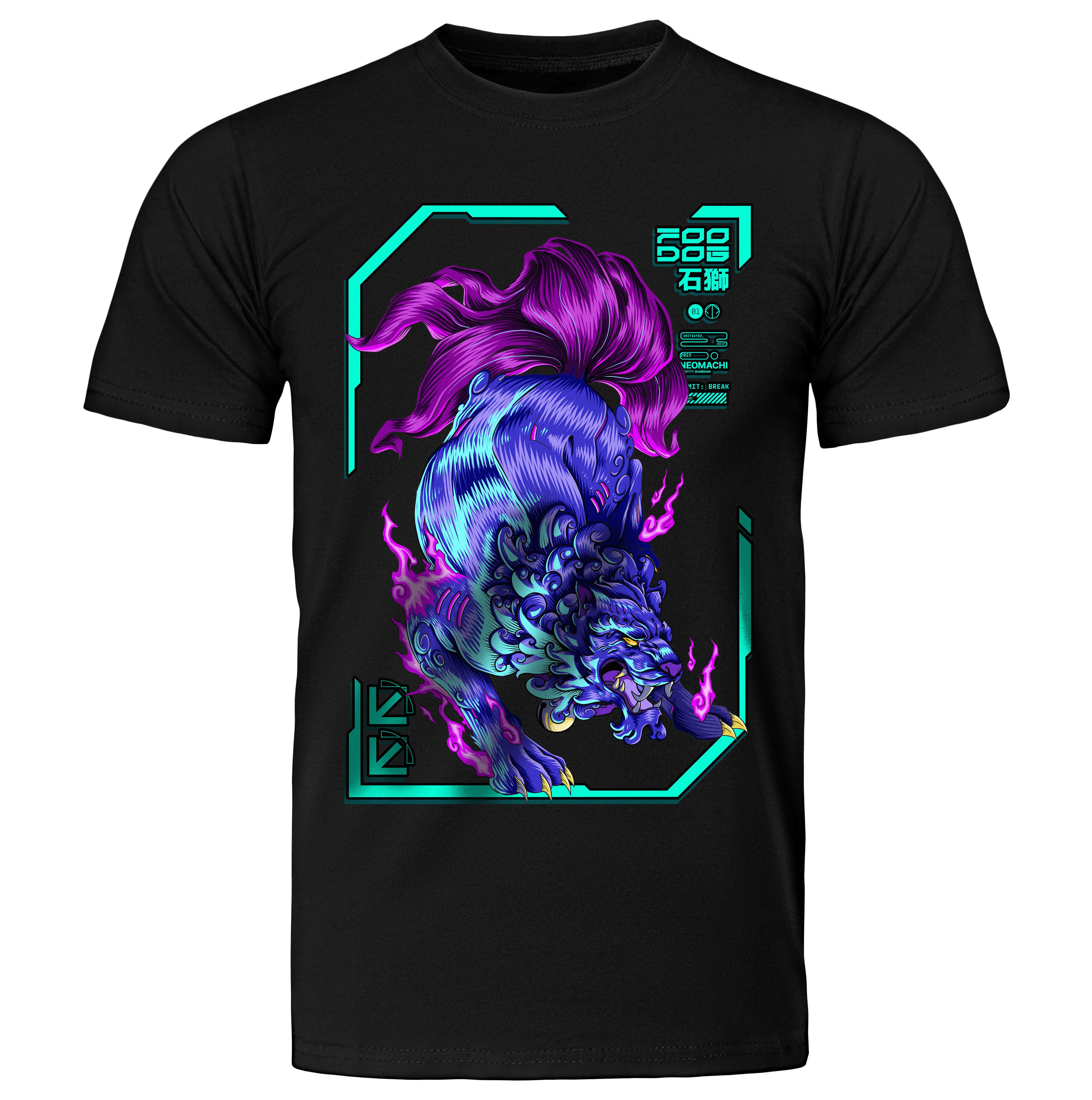 FOO DOG  T-shirt Cyberpunk  Black