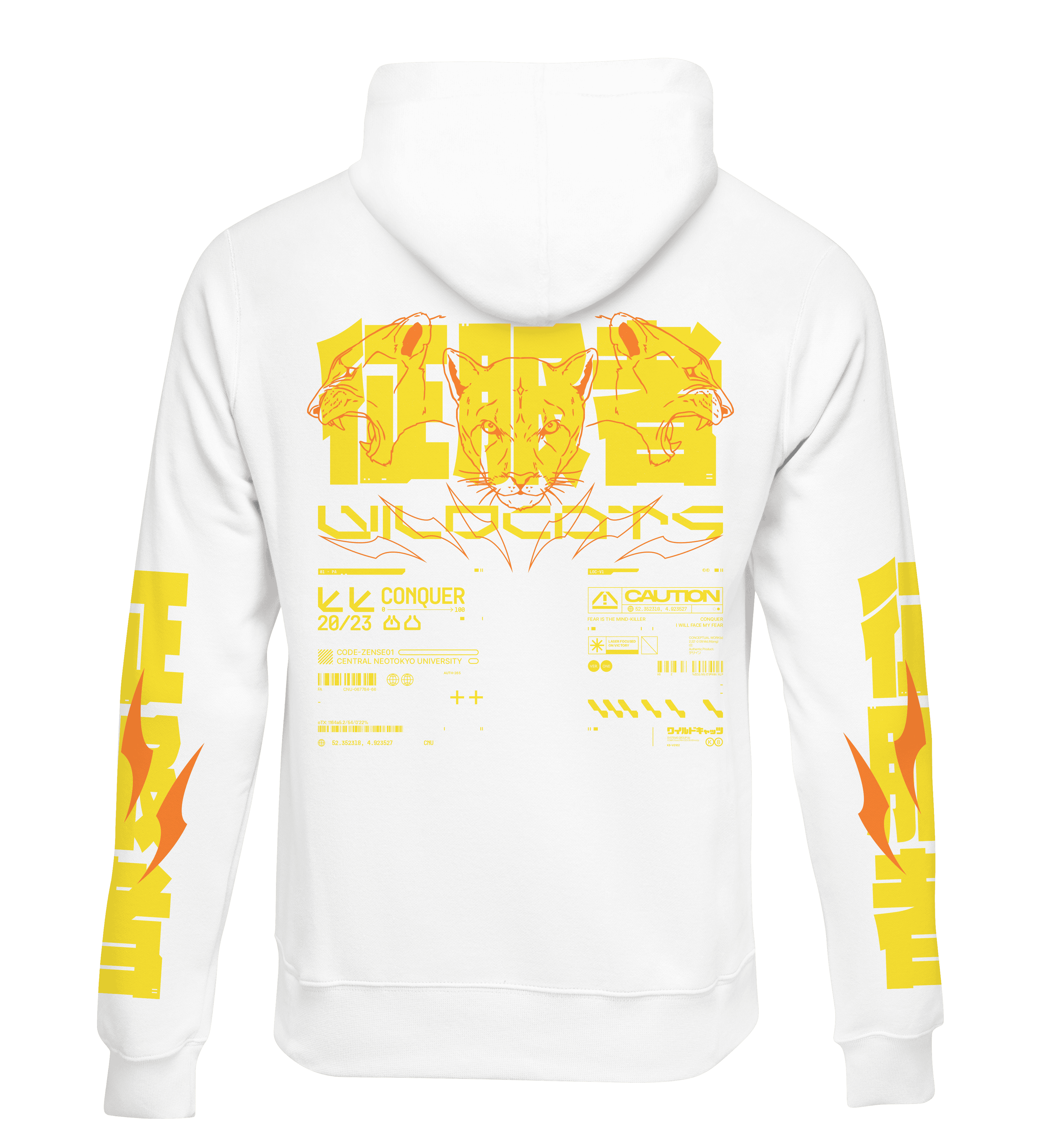 NEOMACHI CYBERPUNK YASEI HOODIE VAPORWARE Back white