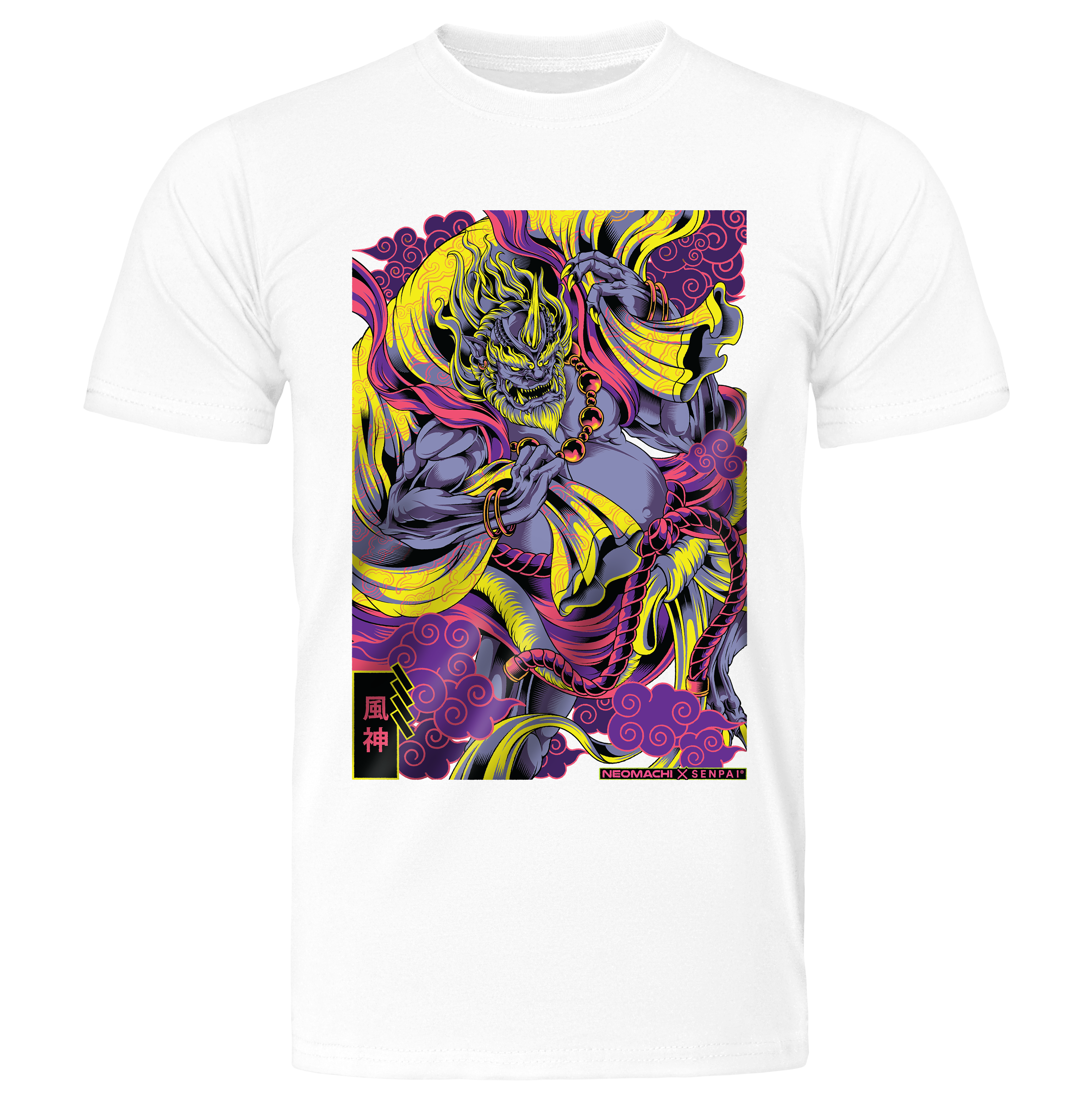 Fujin T-shirt - White - Front - cyberpunk t-shirt - Neomachi