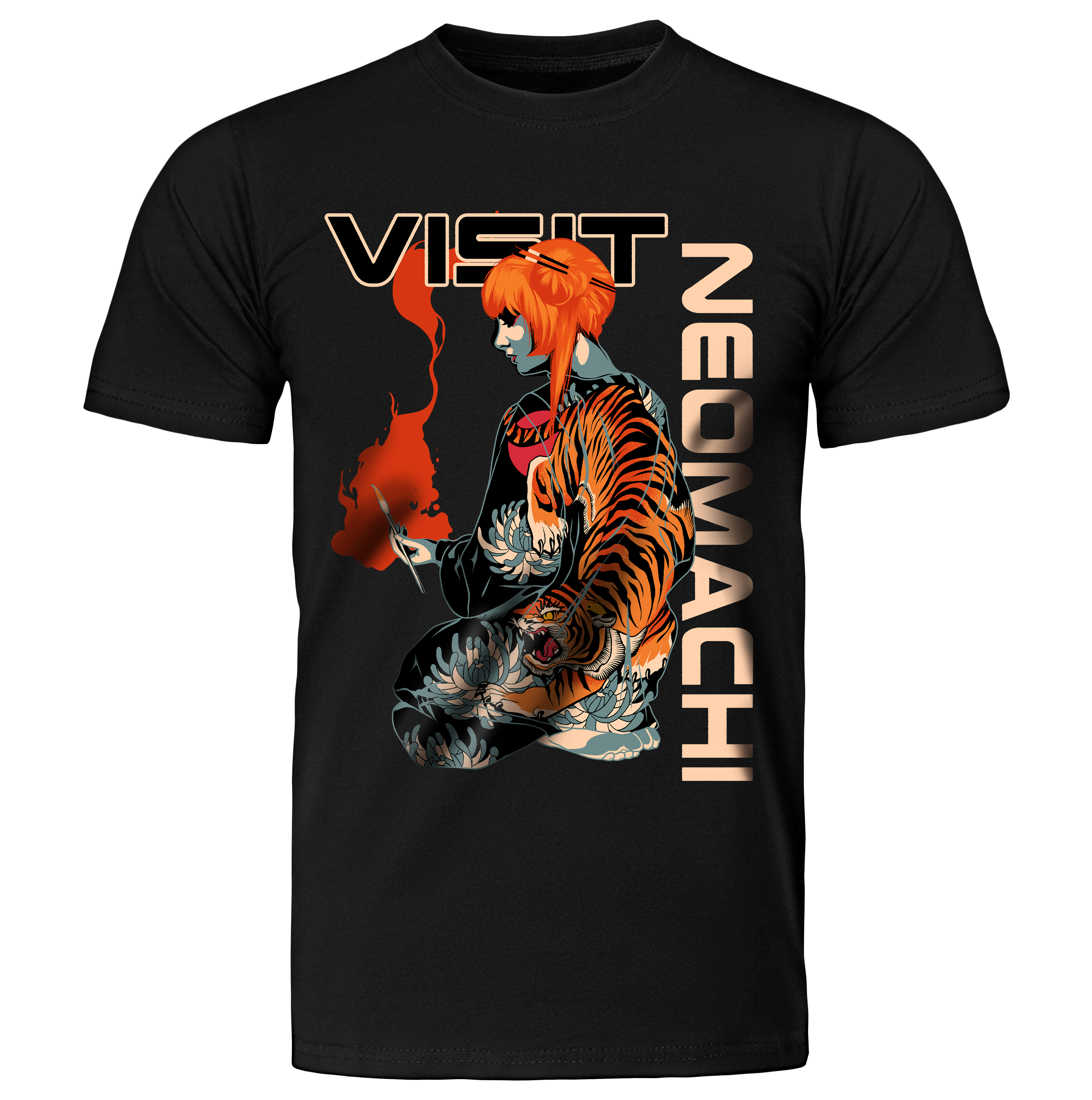 Hageshī T-shirt  - Black - Front - cyberpunk t-shirt - Neomachi
