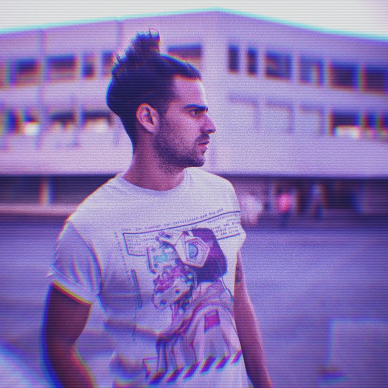 SAIBŌGU: T-SHIRT - White - Model Front - cyberpunk t-shirt - Neomachi