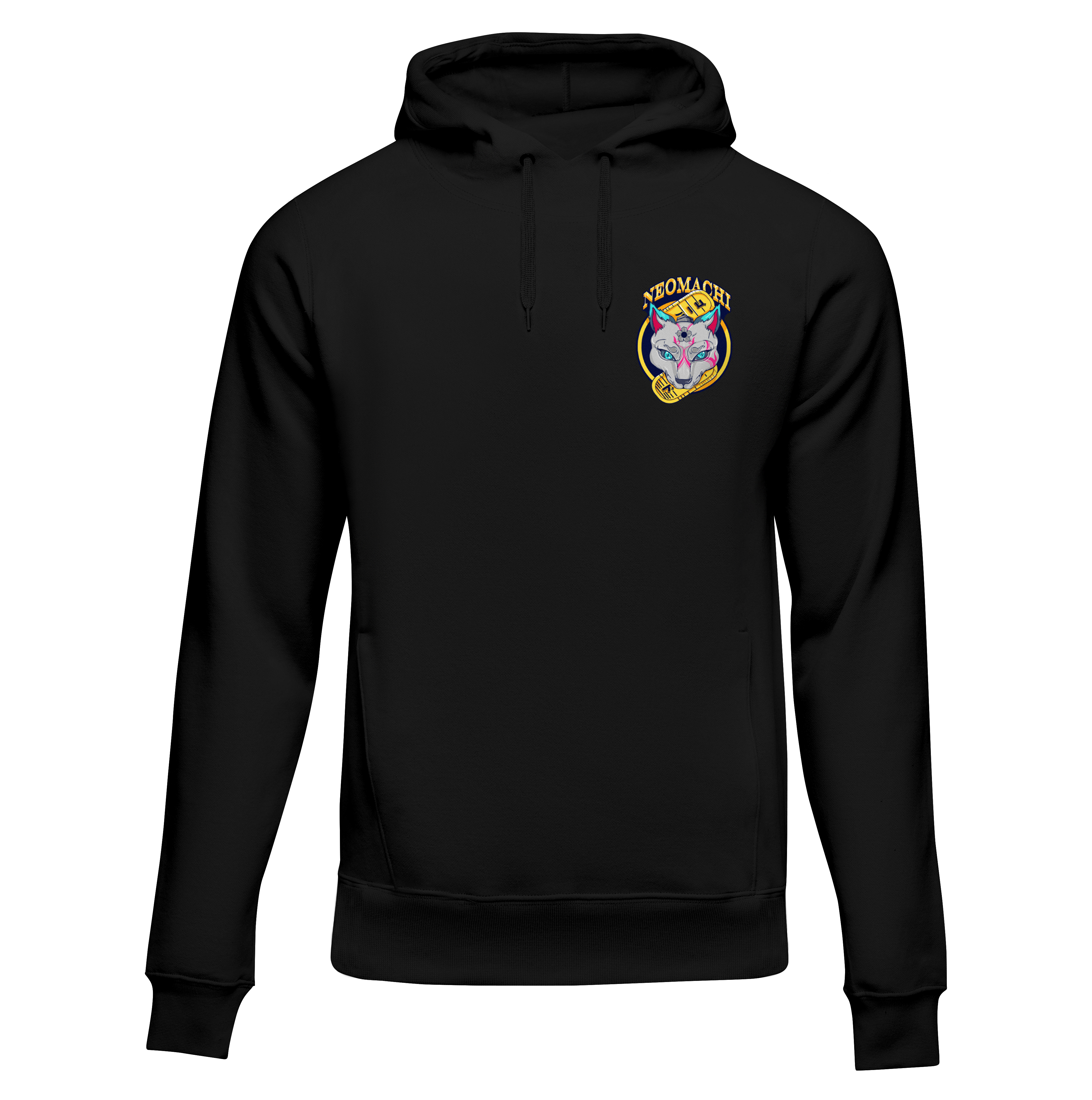 Neko: Hoodie - Black - Front - cyberpunk HOODIE - Neomachi