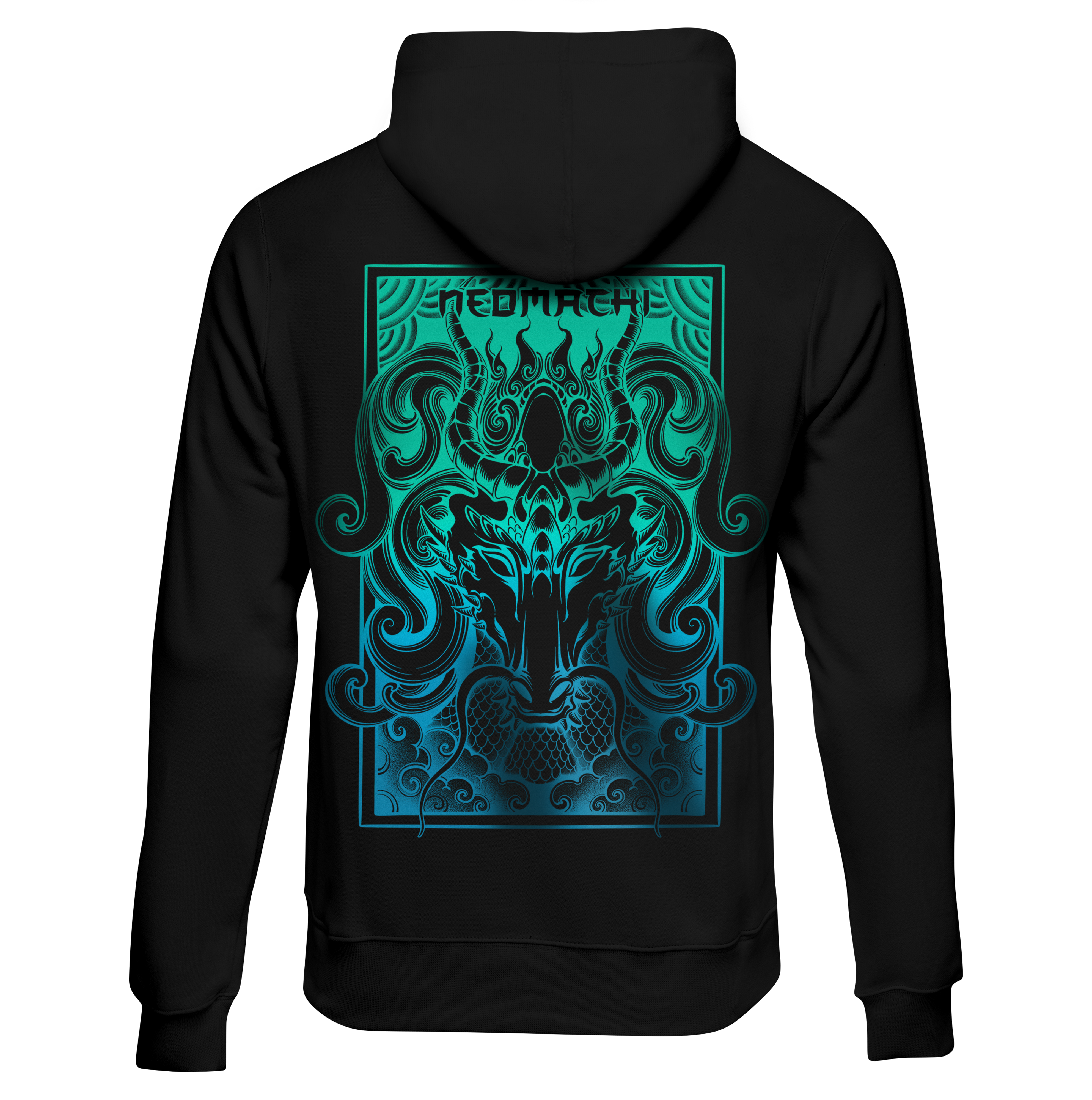 Kirin Hoodie - Black - Back - cyberpunk Hoodie - Neomachi