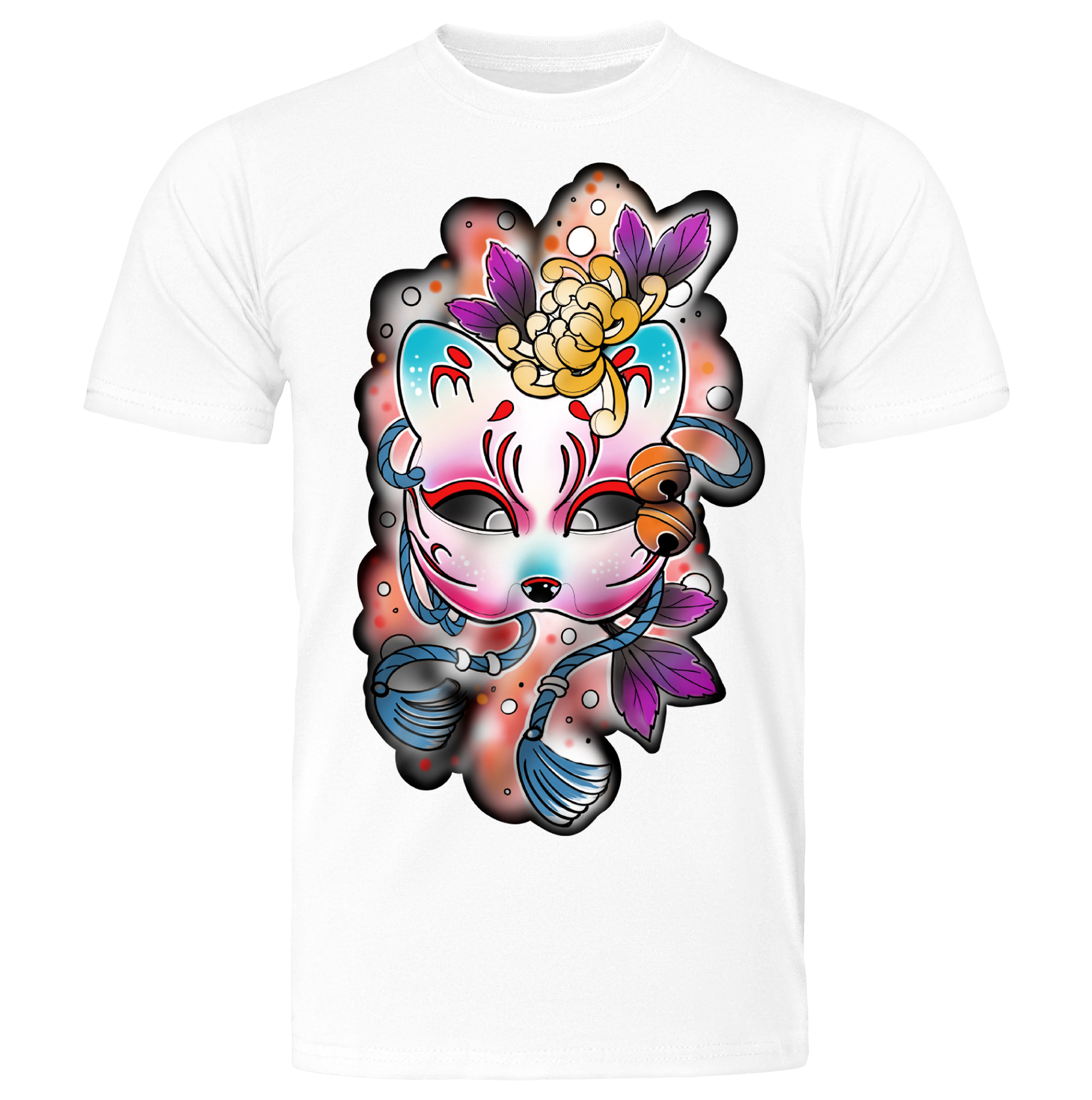 Kitsune: T-shirt - White - Front - cyberpunk t-shirt - Neomachi
