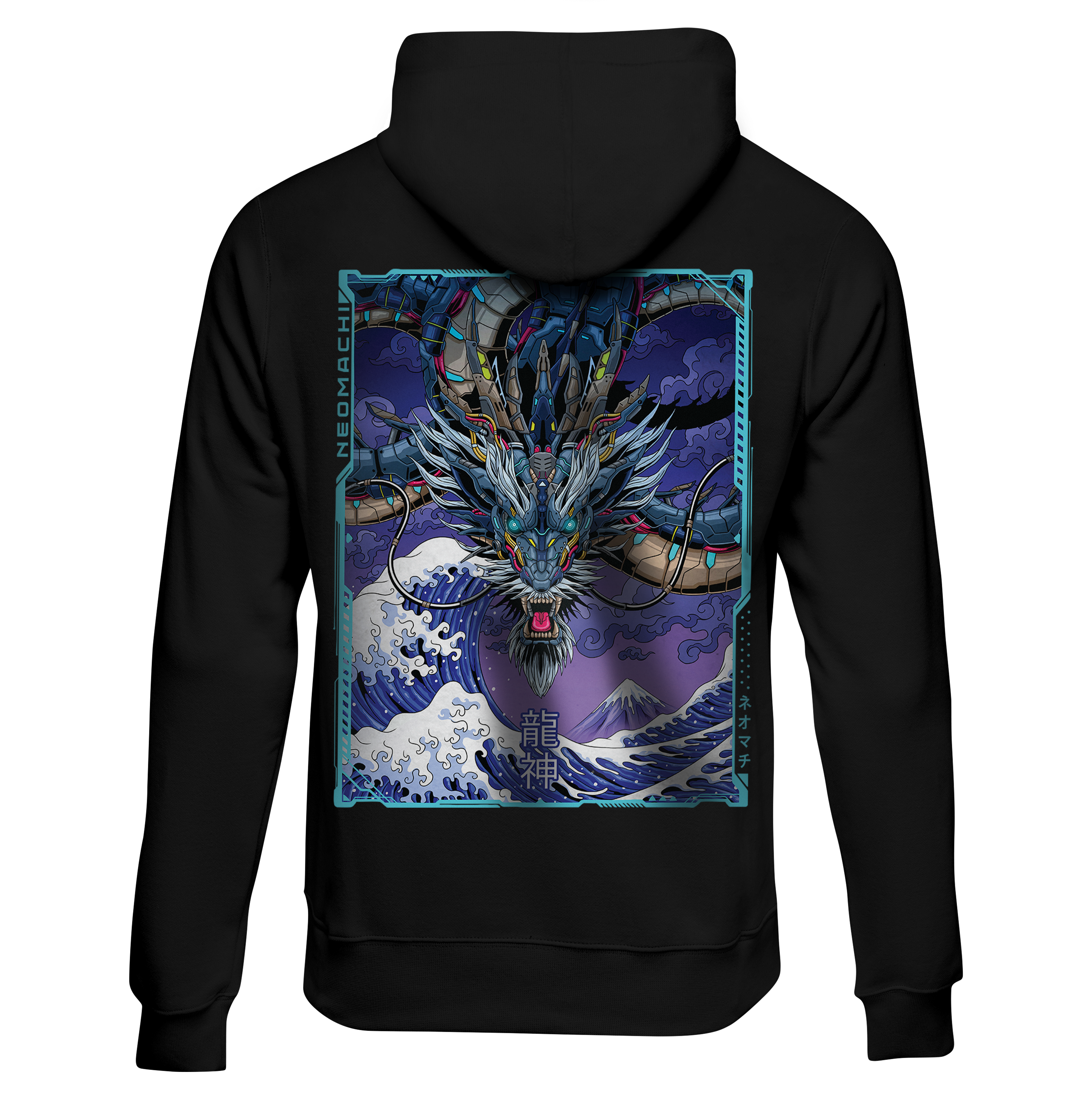 METARYŪ: HOODIE - Black - Back - cyberpunk HOODIE - Neomachi