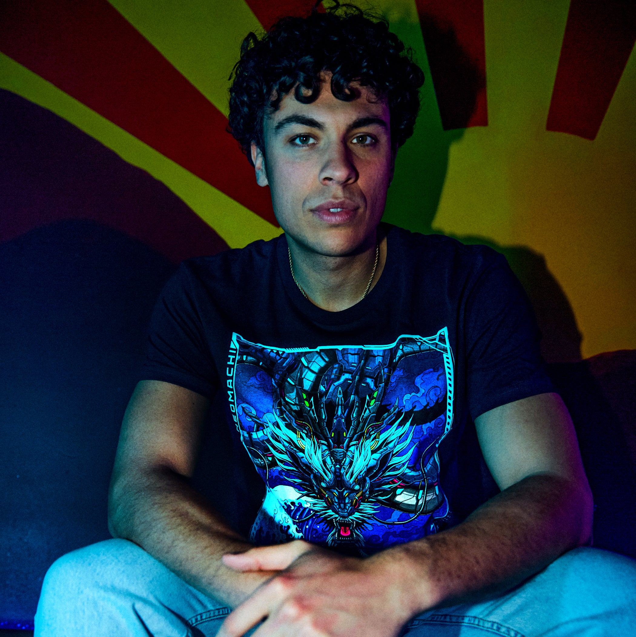 Mekaryū: T-shirt - Black - Model Front - cyberpunk t-shirt - Neomachi