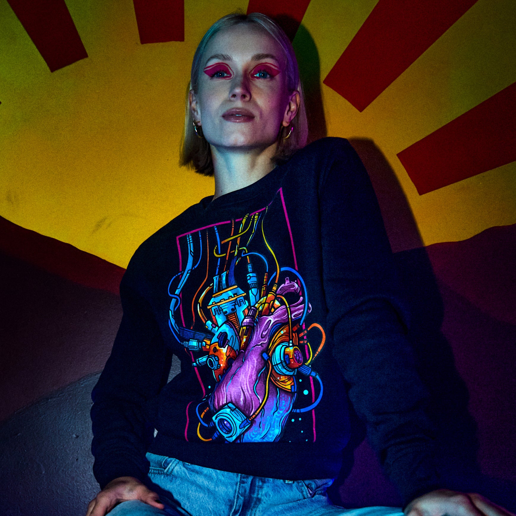 SHINZO: SWEATER - Black - Model Front - cyberpunk sweaters - Neomachi