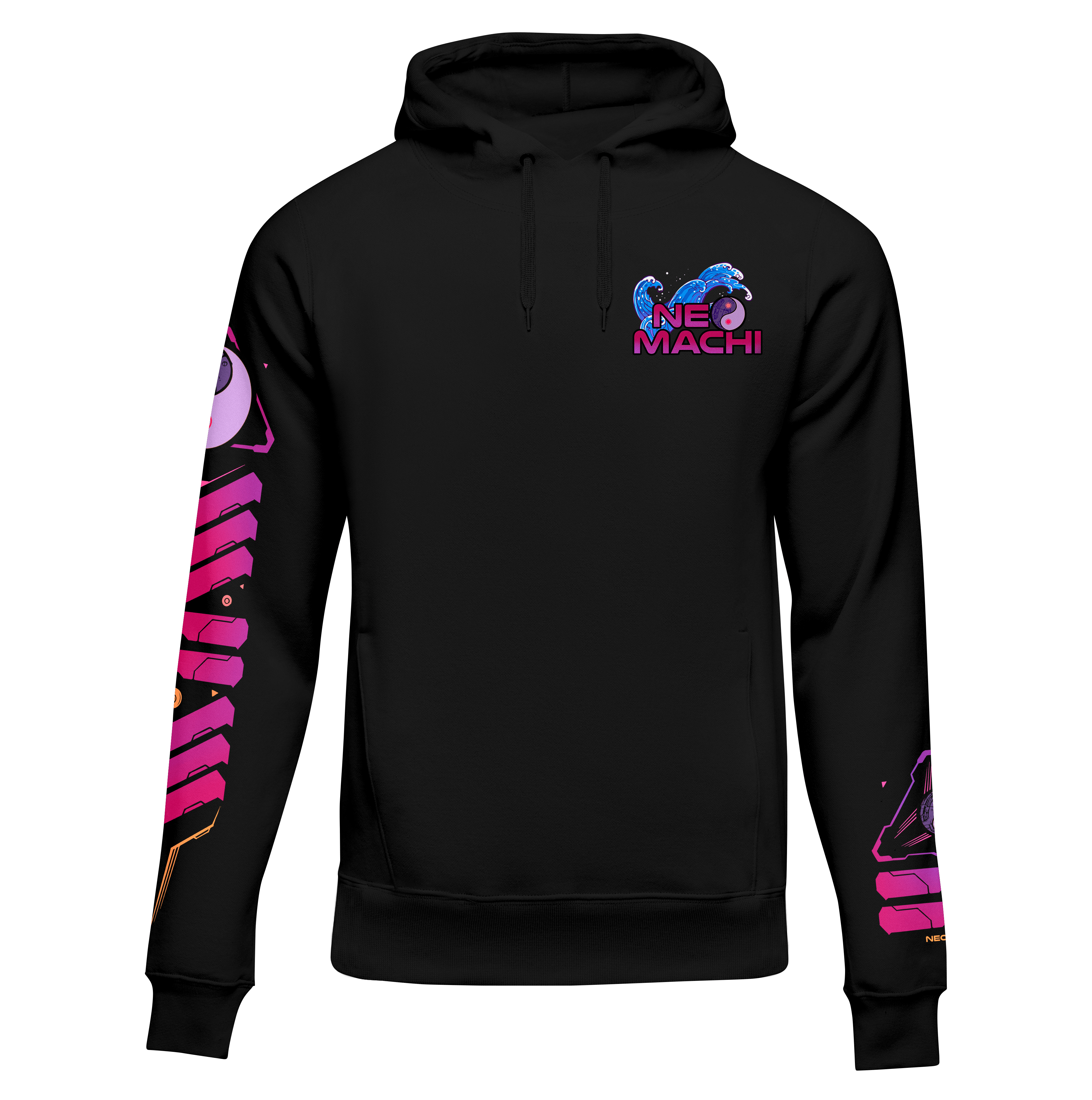 ONMYO - hoodie - black - front - cyberpunk - vaporwave - neomachi