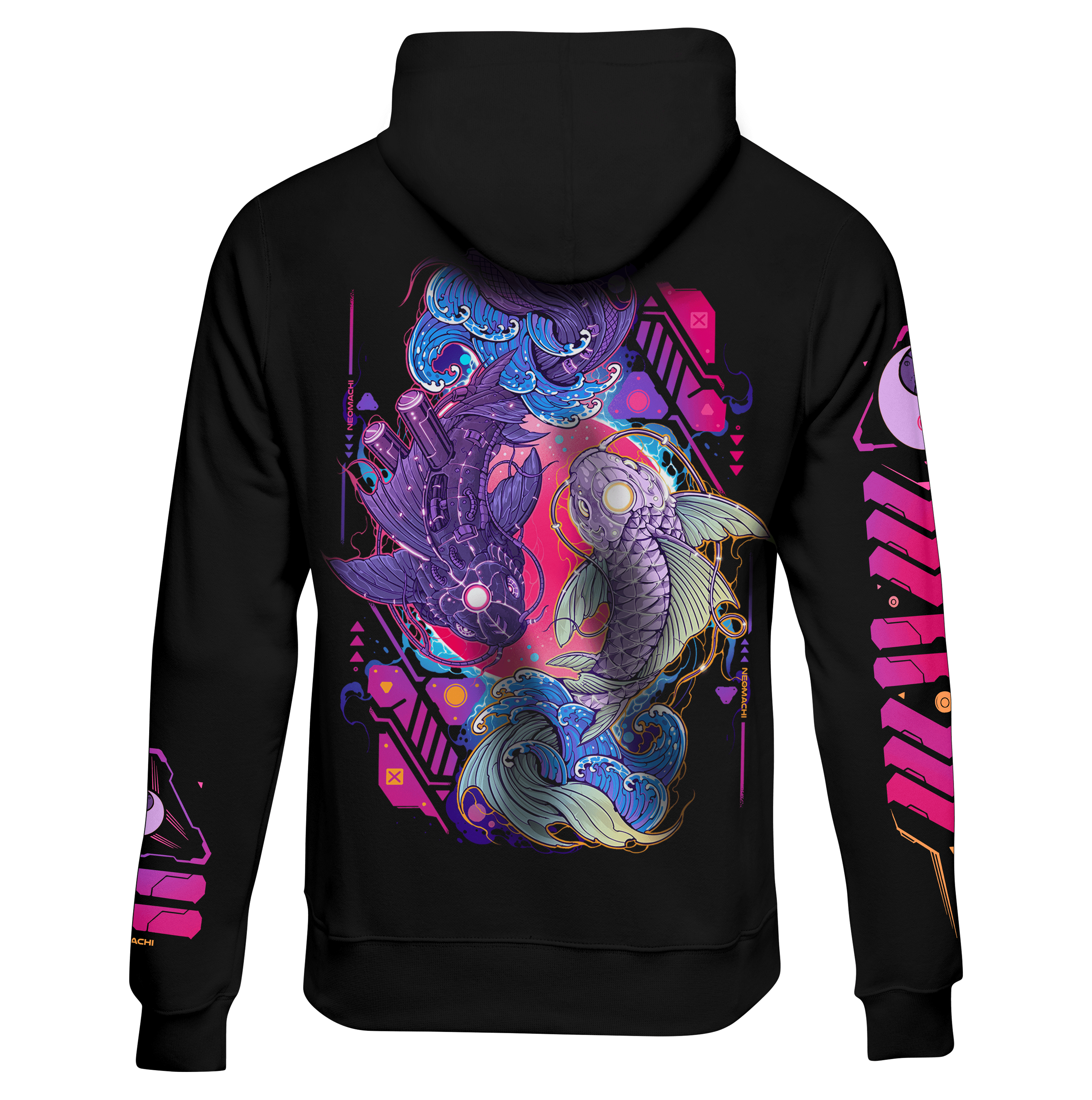 ONMYO - hoodie - black - back - cyberpunk - vaporwave - neomachi