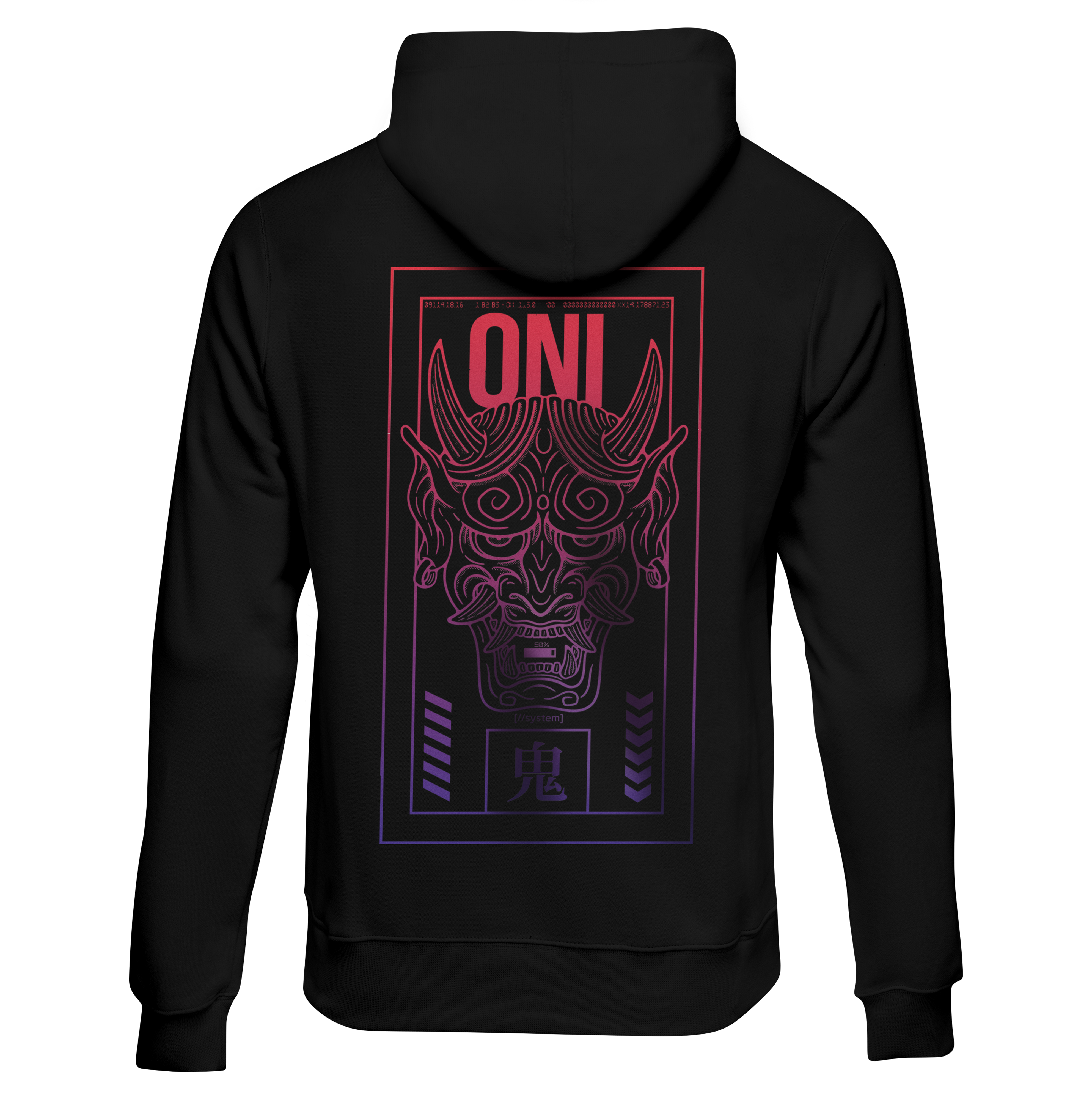 Akuma hoodie - Black - Back - cyberpunk sweaters - Neomachi