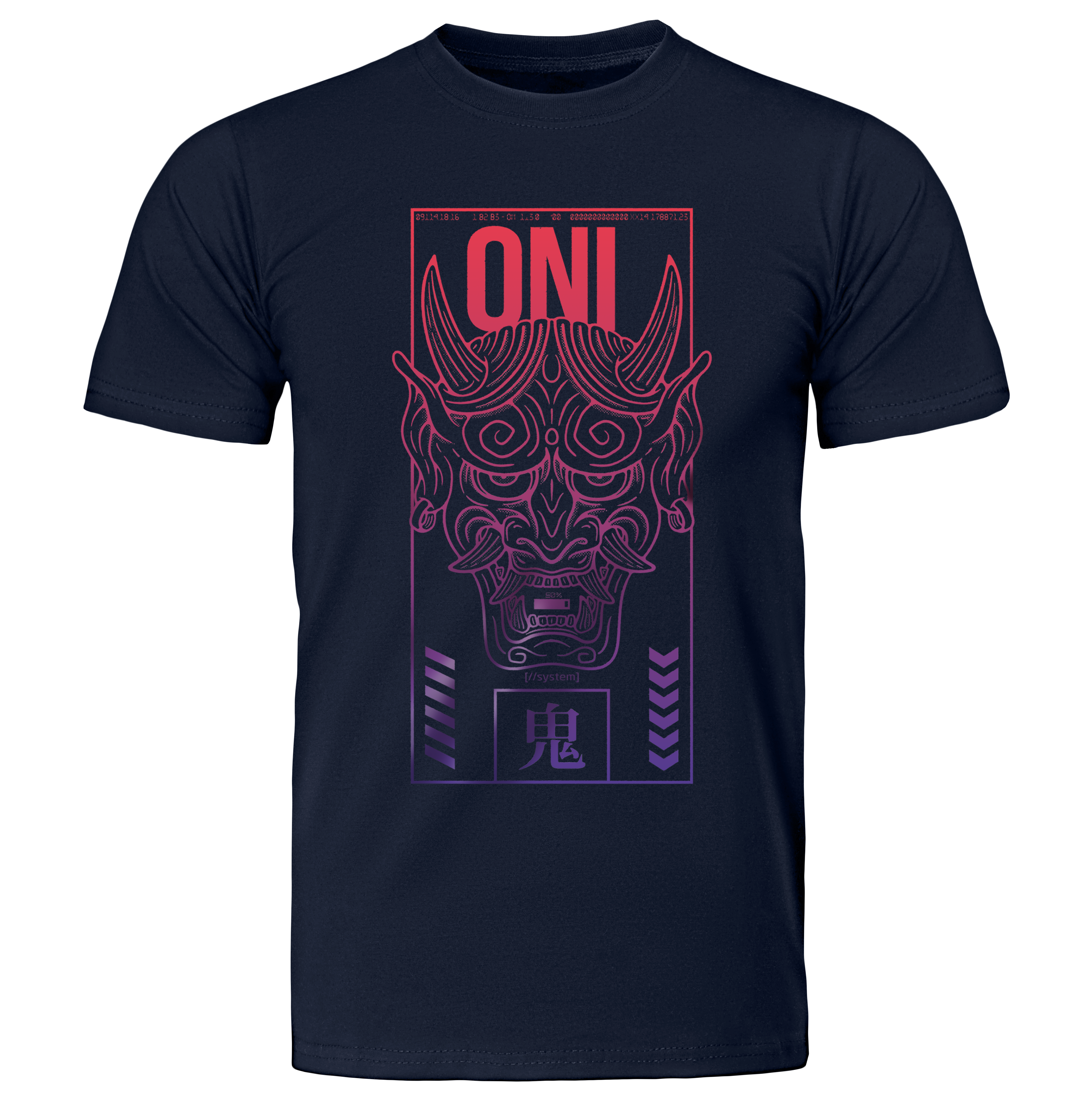 Akuma t-shirt - Blue - front - cyberpunk t-shirt - Neomachi