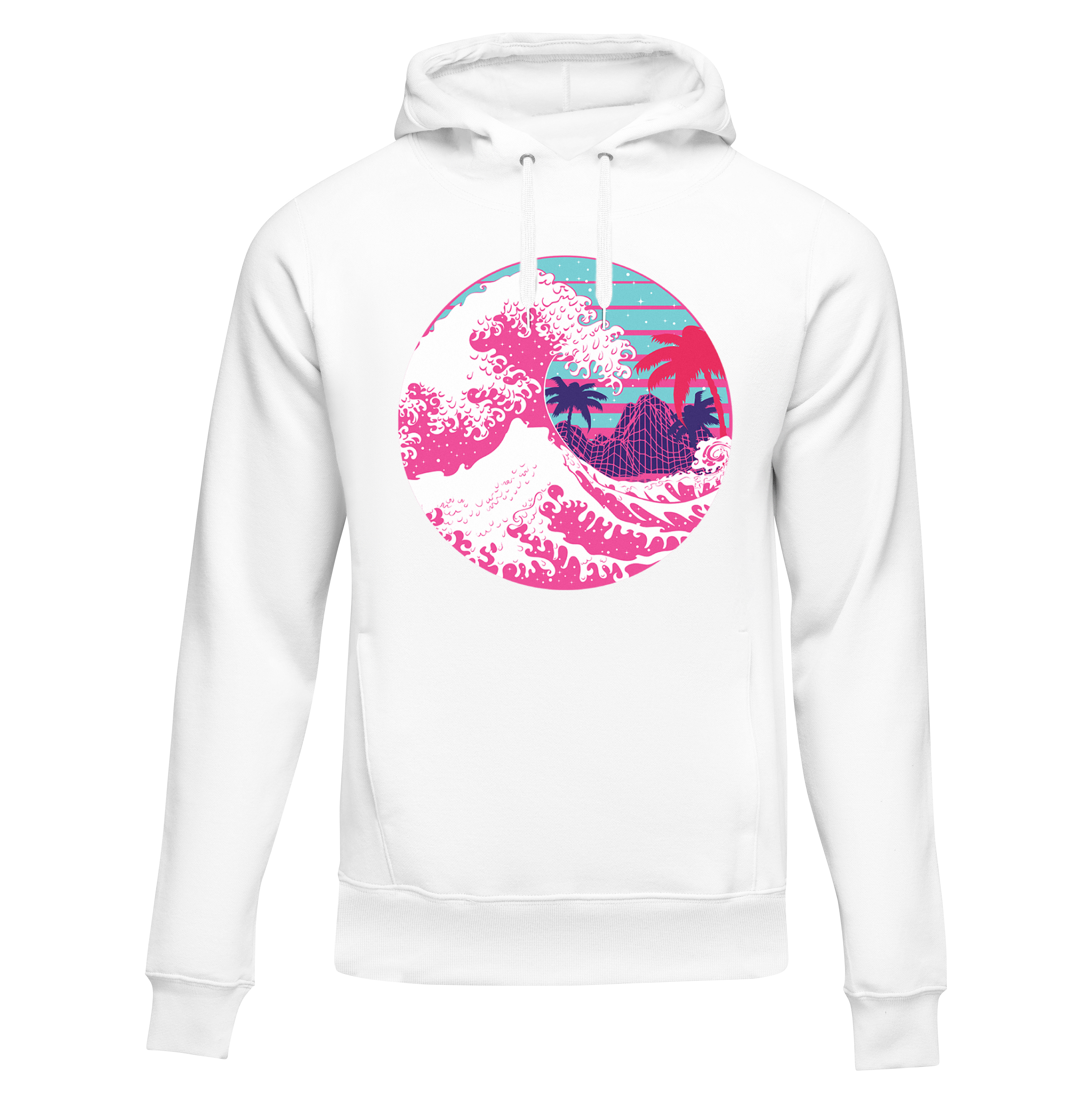 ŌNAMI: HOODIE - White - Back - cyberpunk HOODIE - Neomachi