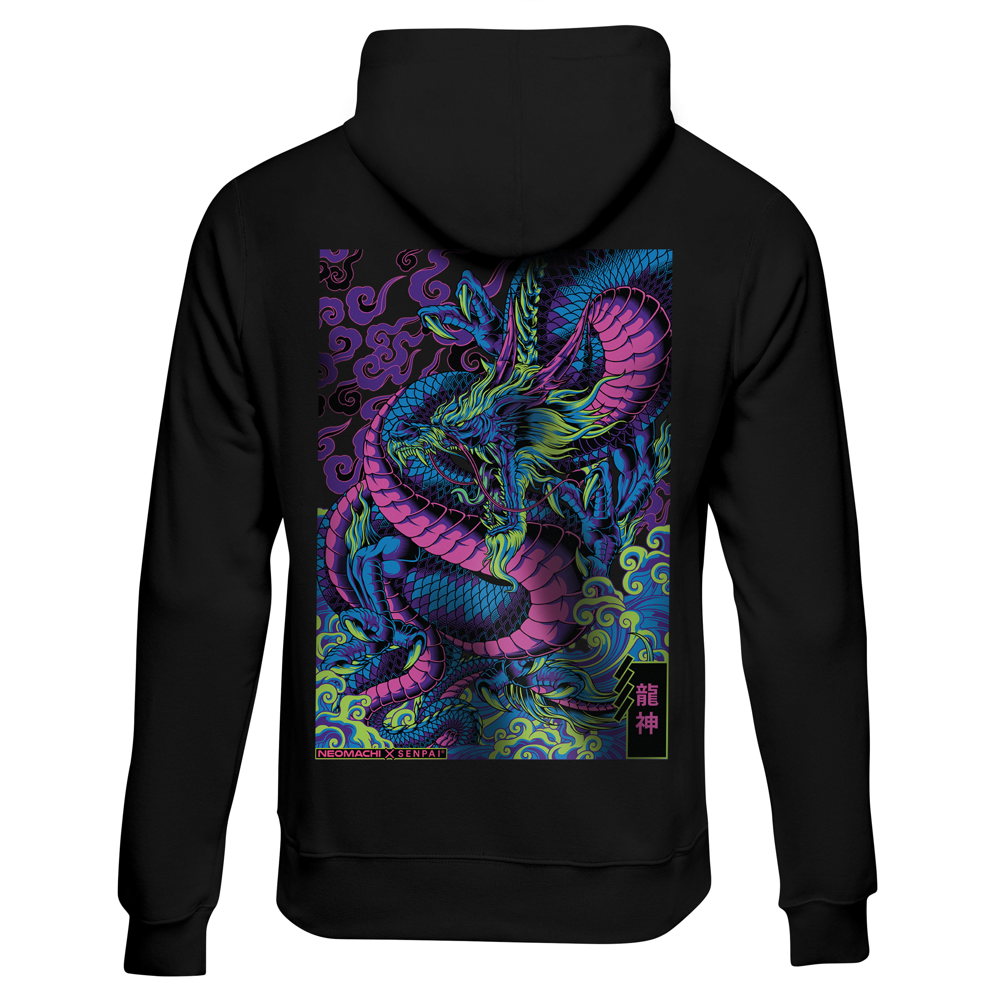 RYUJIN: Hoodie - Black - Back - cyberpunk Hoodie - Neomachi