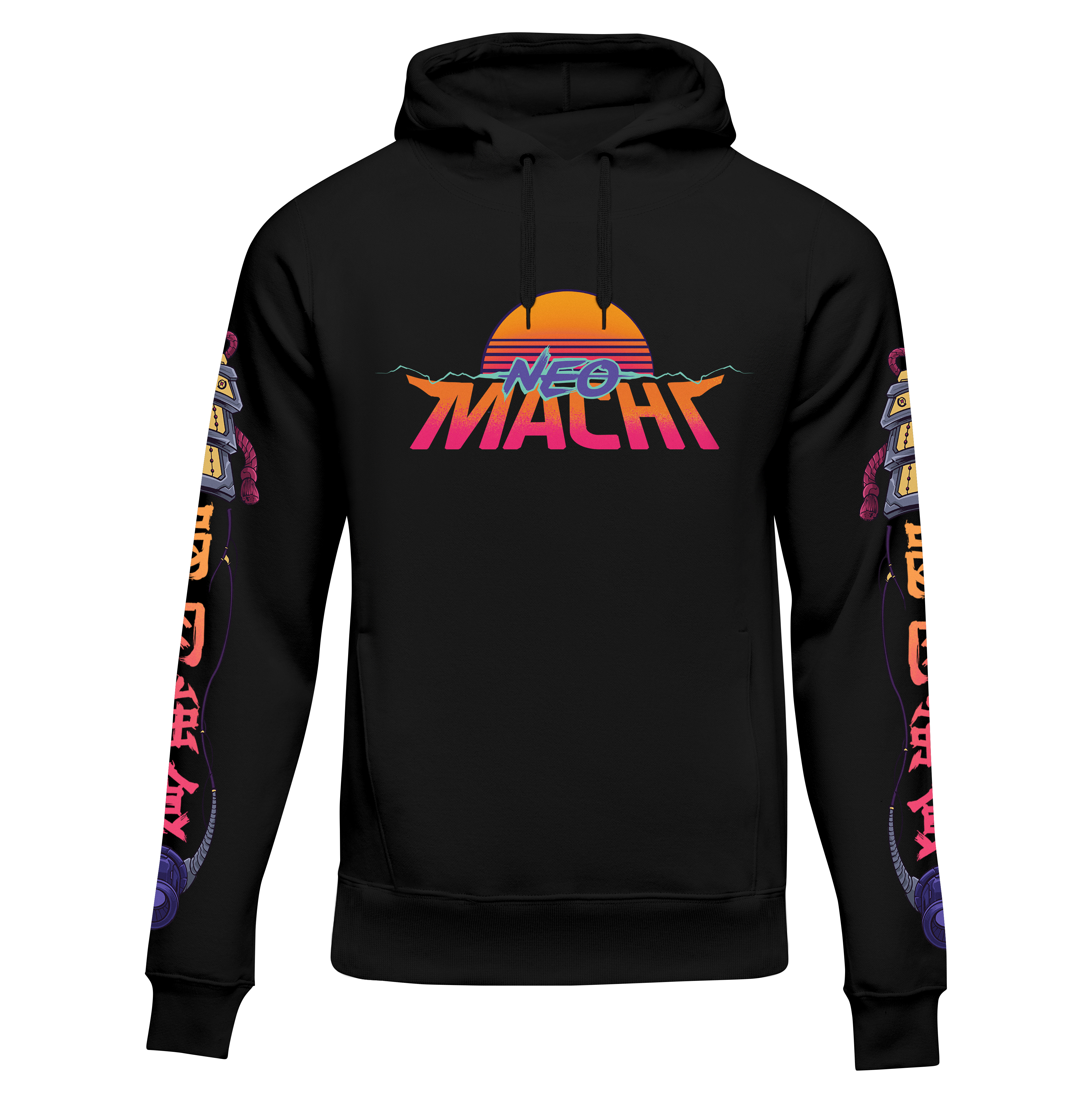 SAMURAITAIGĀ: HOODIE - Black - Front - cyberpunk HOODIE - Neomachi