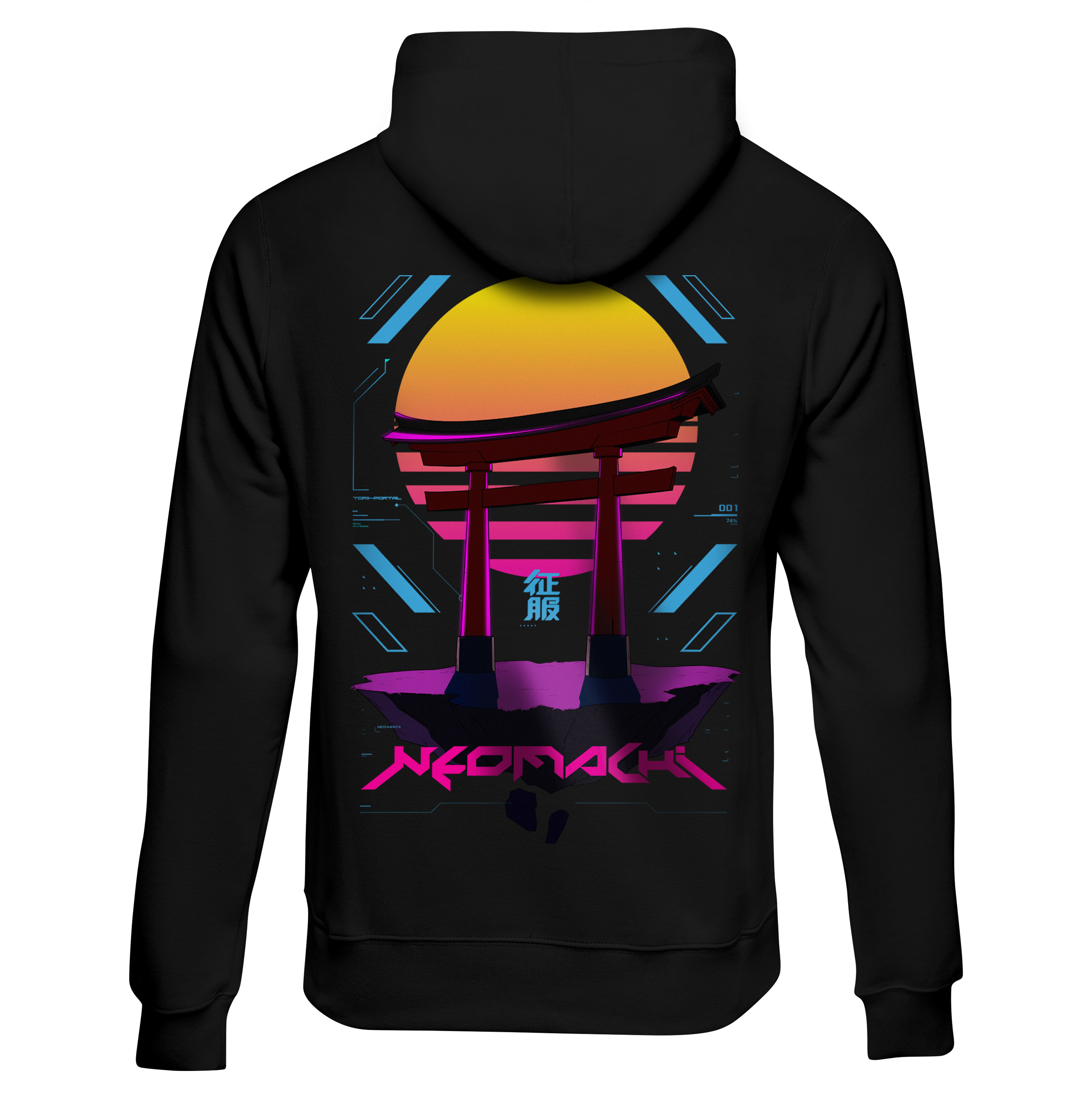 TORII: HOODIE - Black - Back - cyberpunk HOODIE - Neomachi