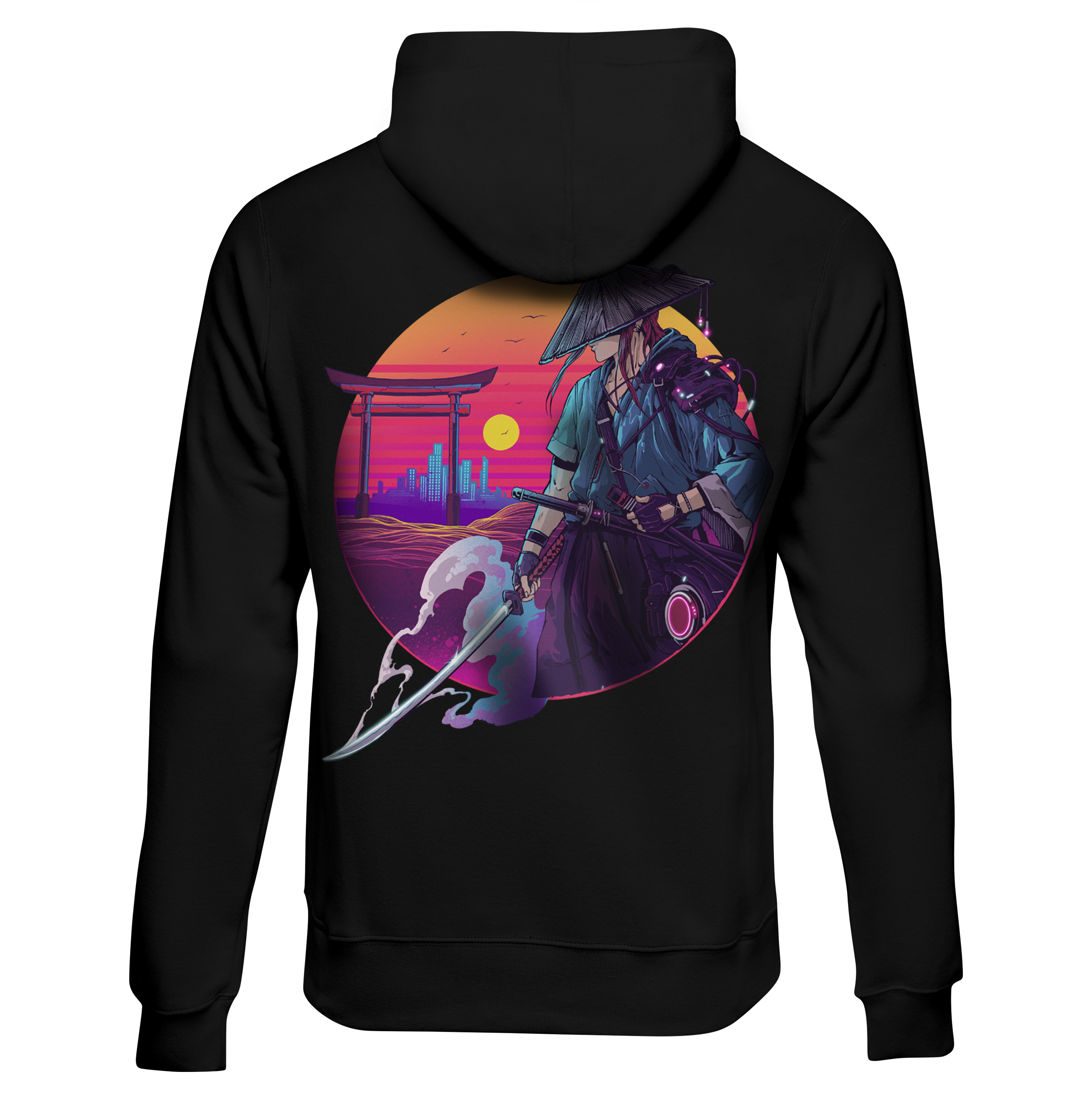 RONIN Hoodie - Black - Back - cyberpunk Hoodie - Neomachi