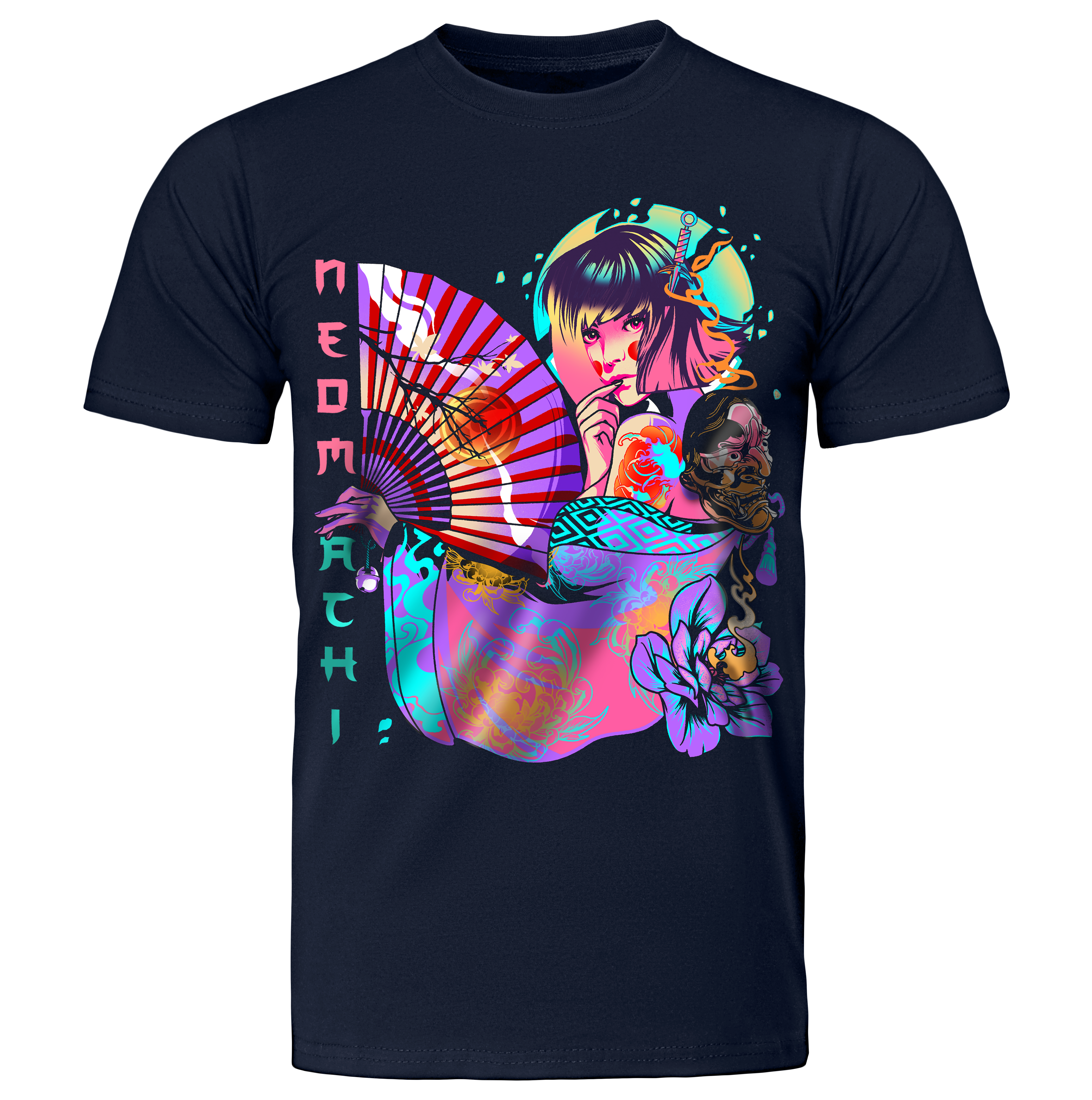 SENSU: T-SHIRT - Navy - Front - cyberpunk t-shirt - Neomachi