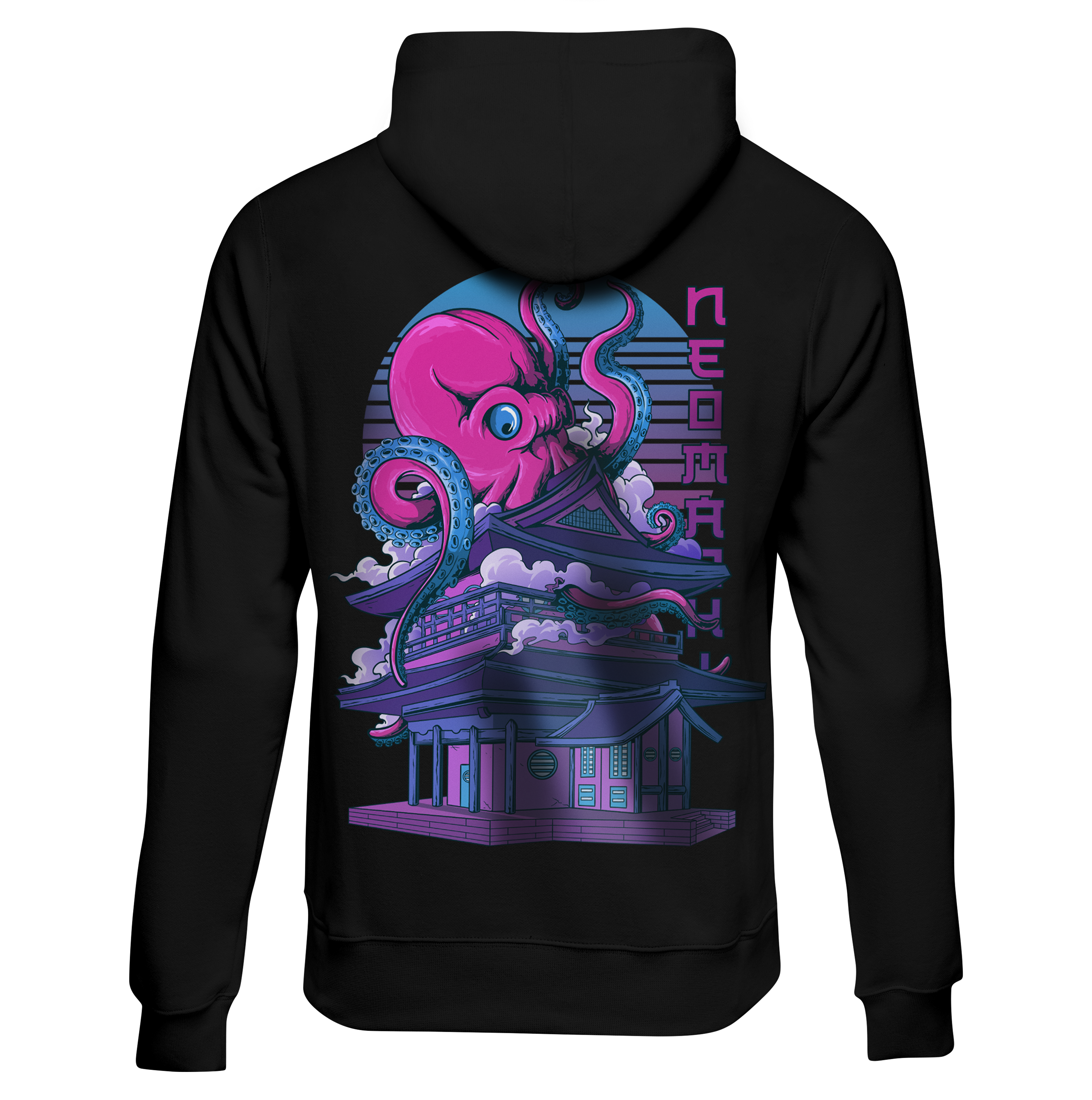 TAKOYAKI: HOODIE - Black - Back - cyberpunk Hoodie - Neomachi