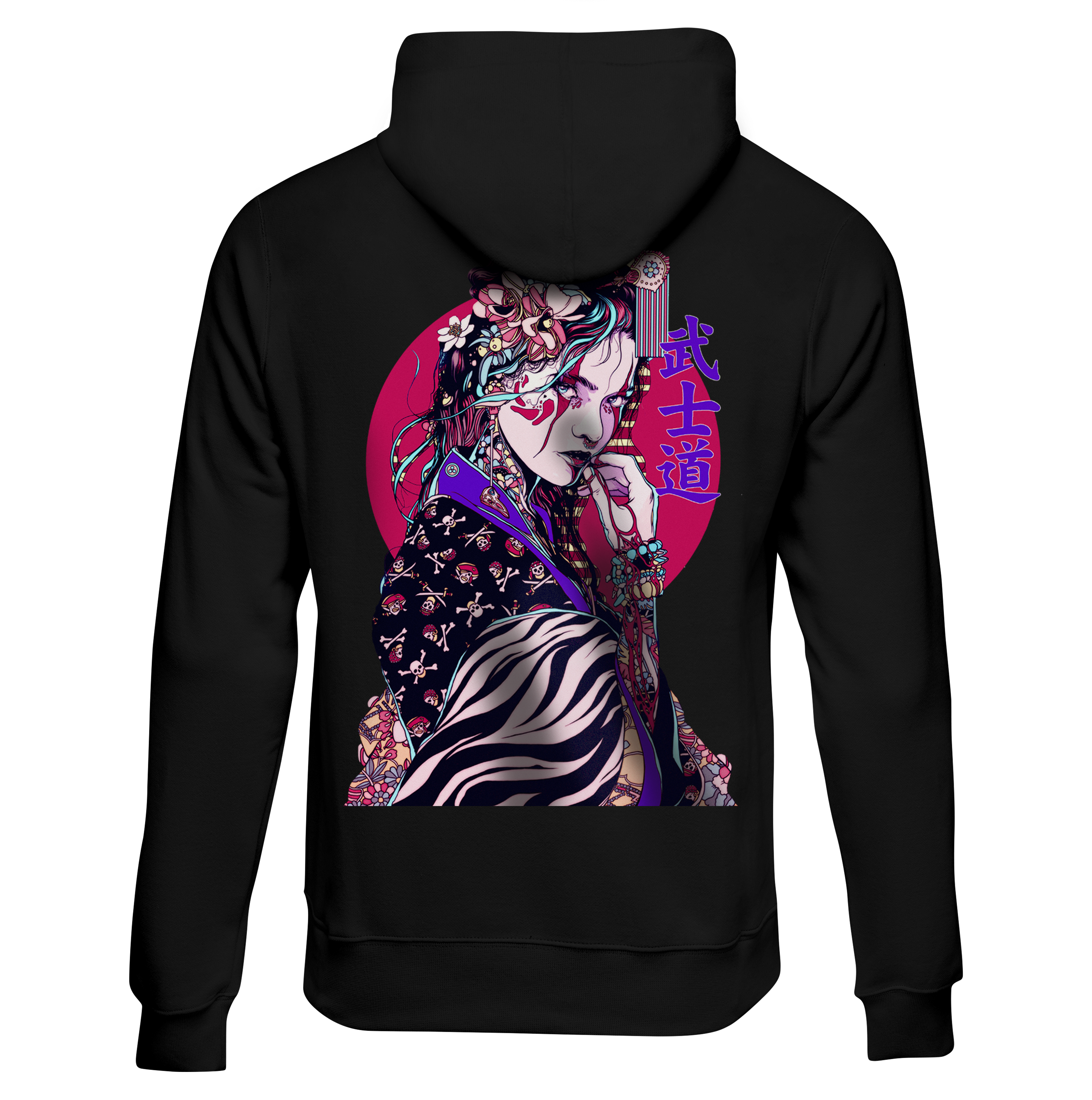 YAKUZAGĀRU: HOODIE- Black - Back - cyberpunk sweaters - Neomachi