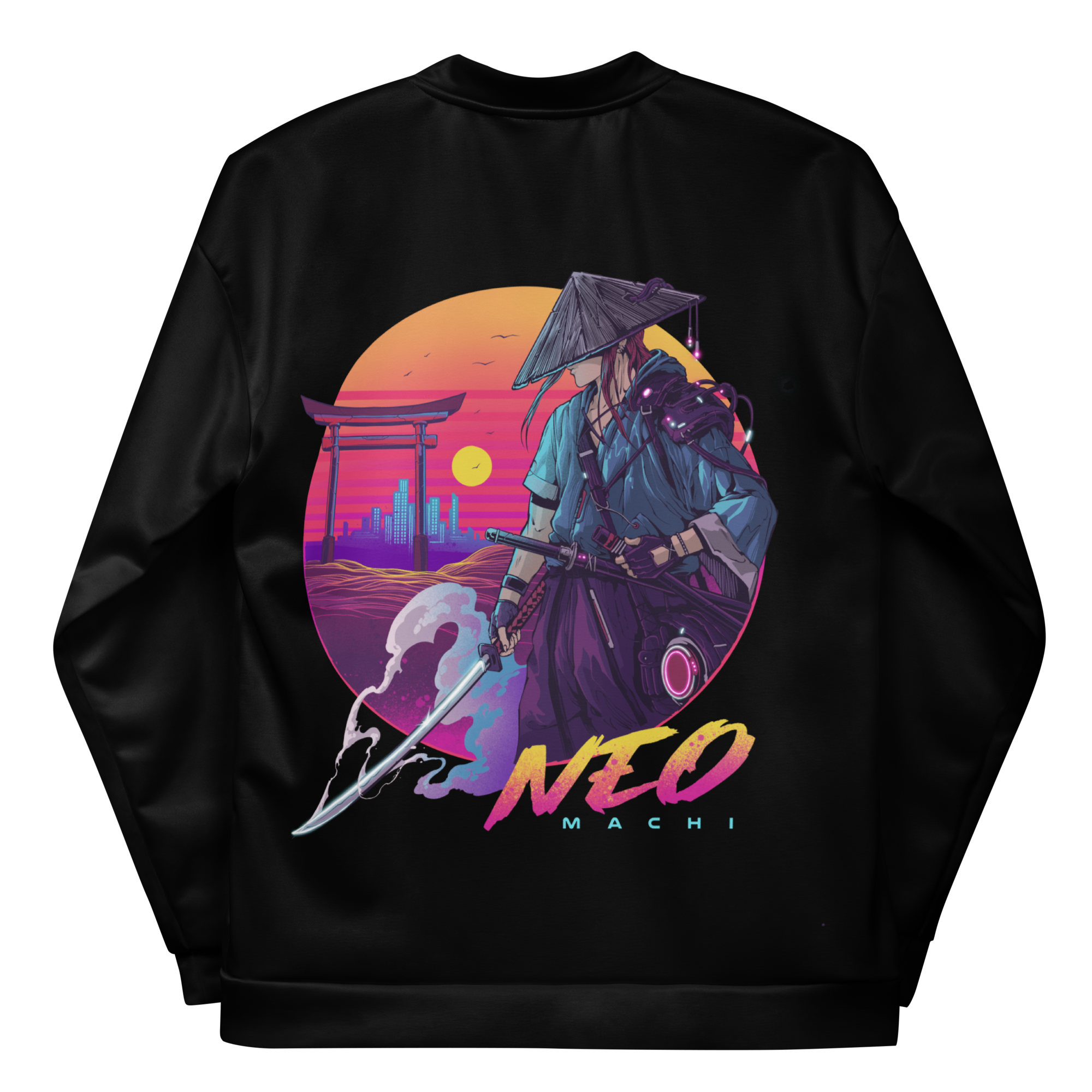 RŌNIN: BOMBER - Black - Back - cyberpunk Bomber - Neomachi