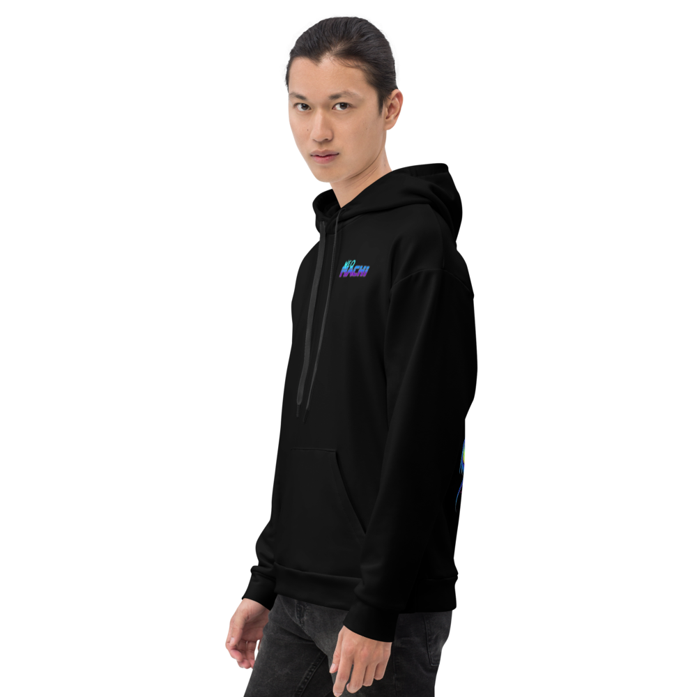 Kuzaku: Hoodie - Black - Japanese Model Front Side 1 - cyberpunk Hoodie - Neomachi