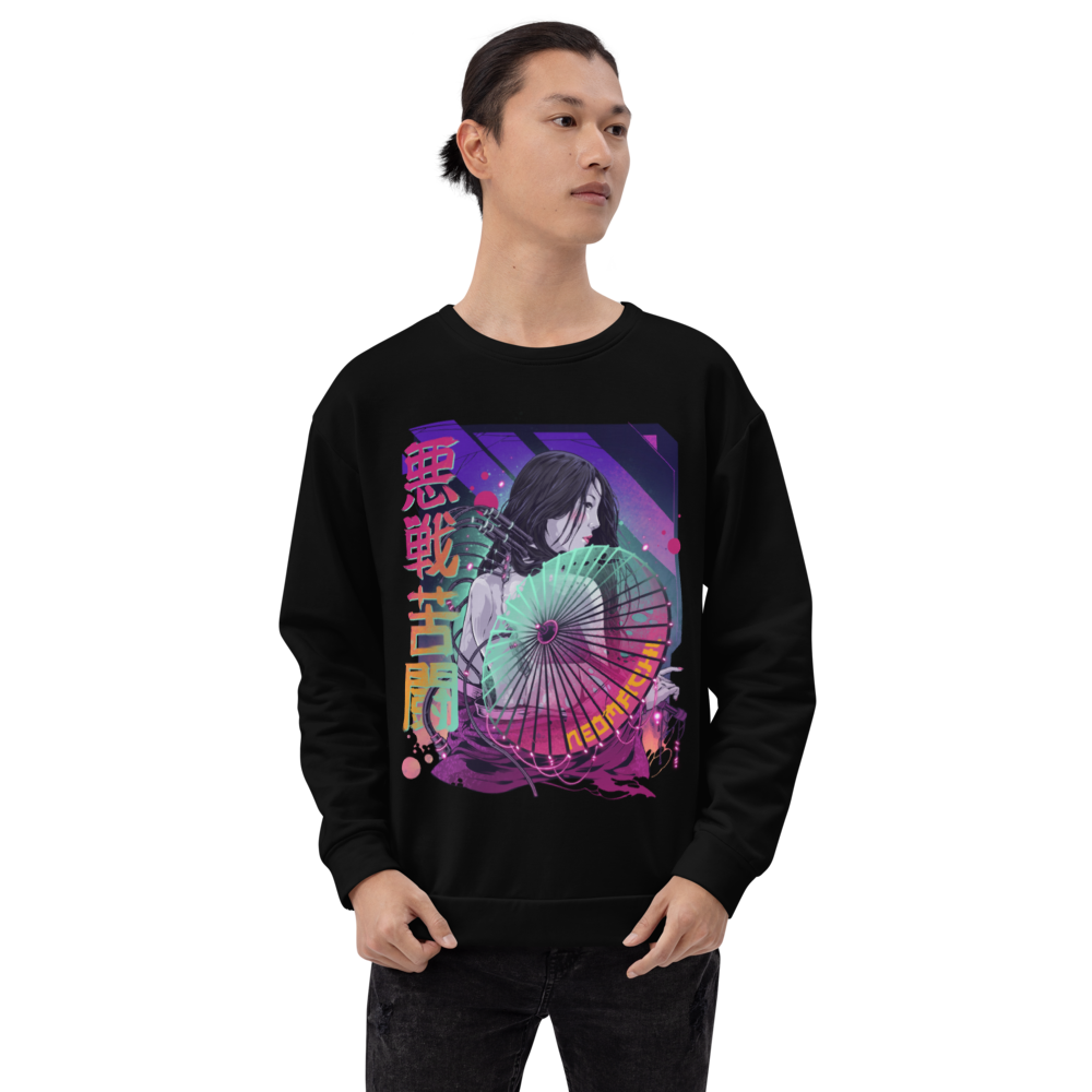 Kasa Sweater - Black - Japanese Model Front - cyberpunk sweaters - Neomachi