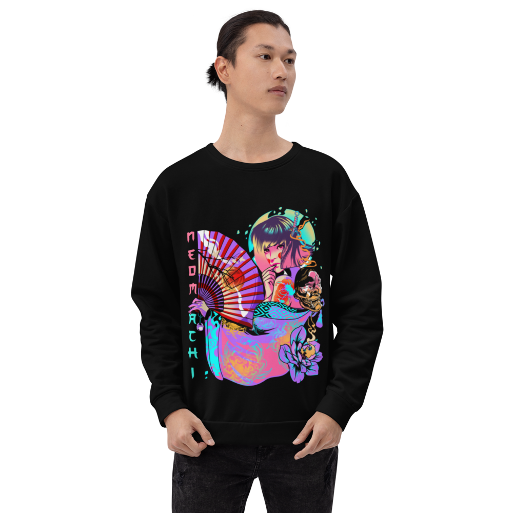 SENSU: SWEATER - Black -Model Front - cyberpunk sweaters - Neomachi