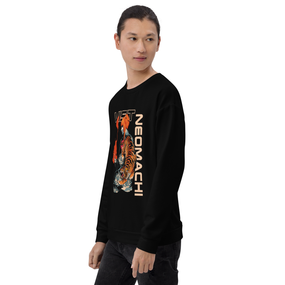 Hageshī Sweater - Black - Japanese Model Front Side 2  - cyberpunk sweaters - Neomachi