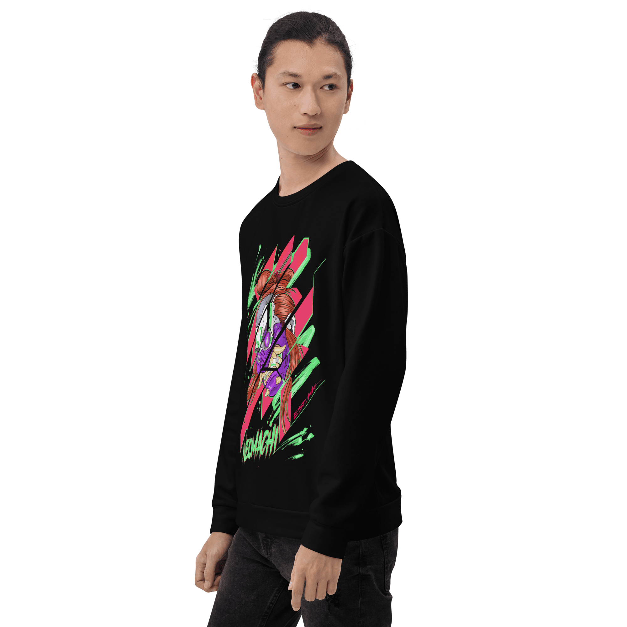 Kabuki Sweater - Black - Japanese Model Front Side 1 - cyberpunk sweaters - Neomachi