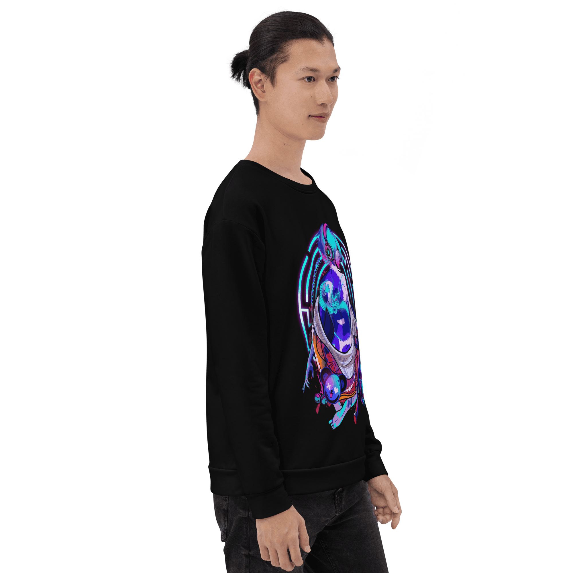 RYUTATU: SWEATER - Black - Japanese Model Front - cyberpunk sweaters - Neomachi