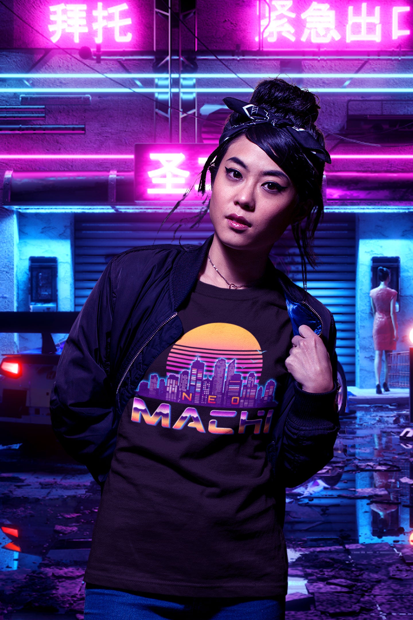ORIJINARU: T-SHIRT - Black - Front - cyberpunk T-SHIRT - Neomachi